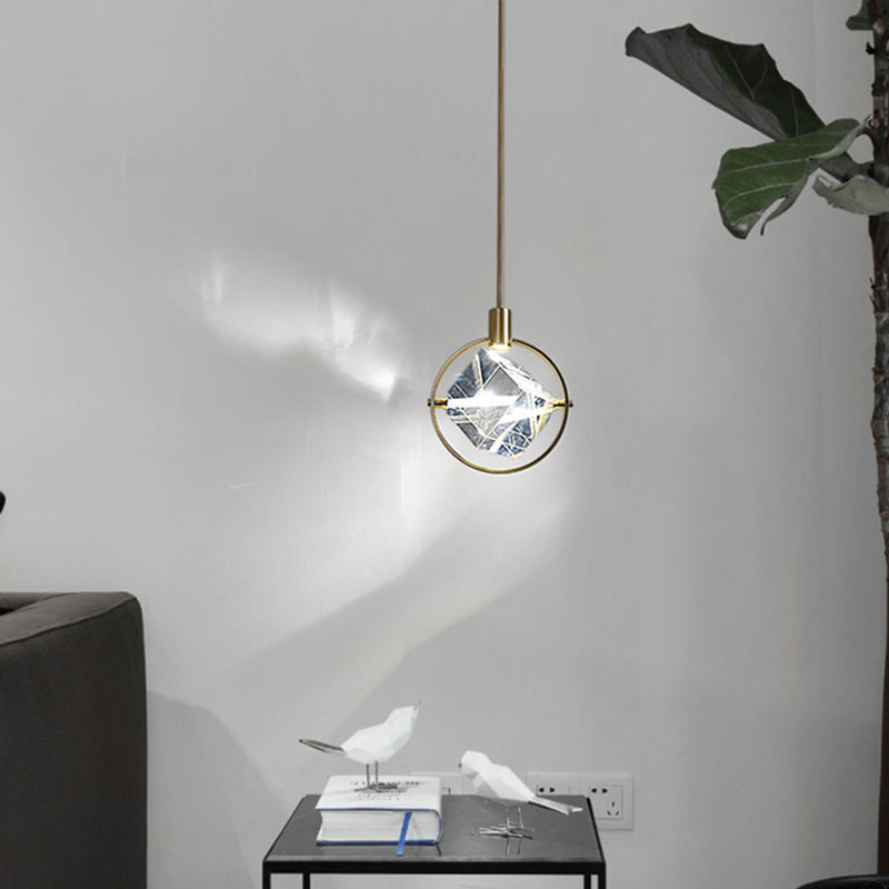 Kristy Modern Luxury Geometry Metal/Crystal Pendant Light, Gold - Neutralighting