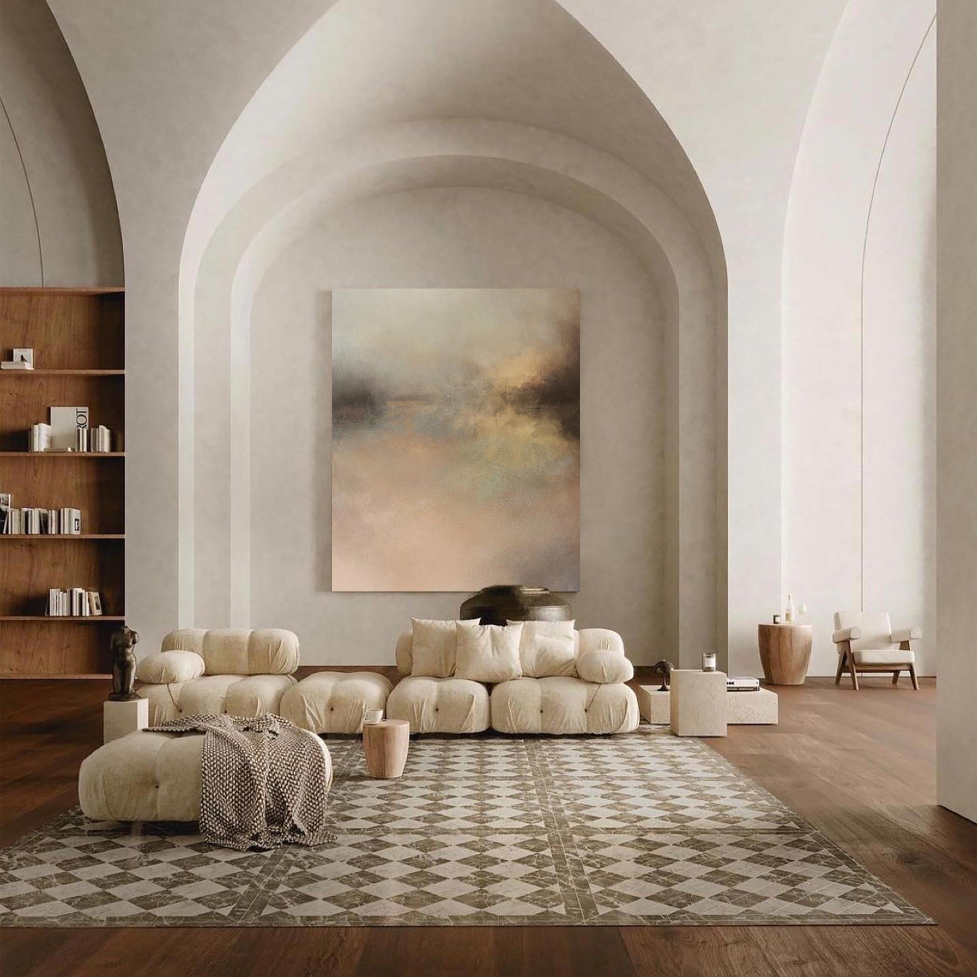 Wall Art Abstract Horizon Landscape Modern Textured Canvas Living Room | Neutralighting
