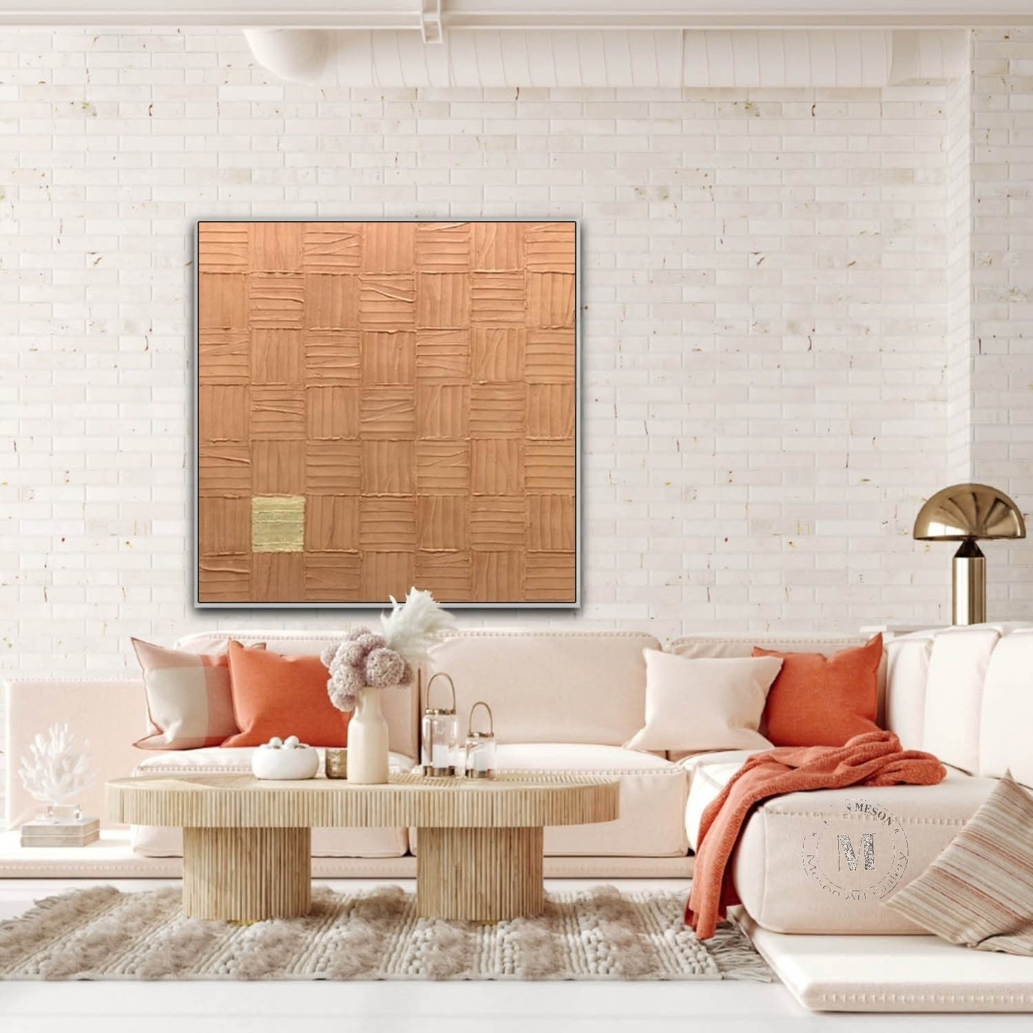 Wall Art Square 3D Impasto Woven Geometric