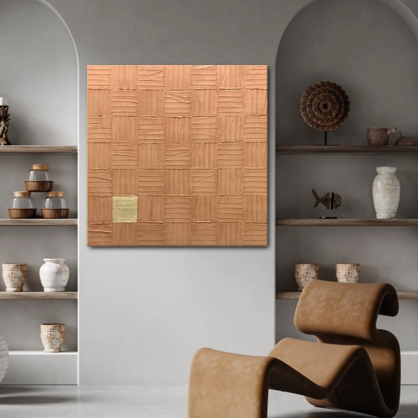Wall Art Square 3D Impasto Woven Geometric