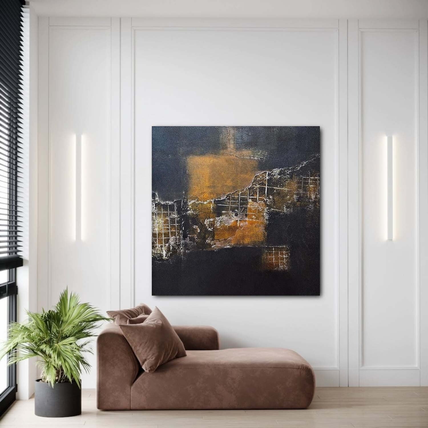 Wall art Industrial Metallic Grid Fragment