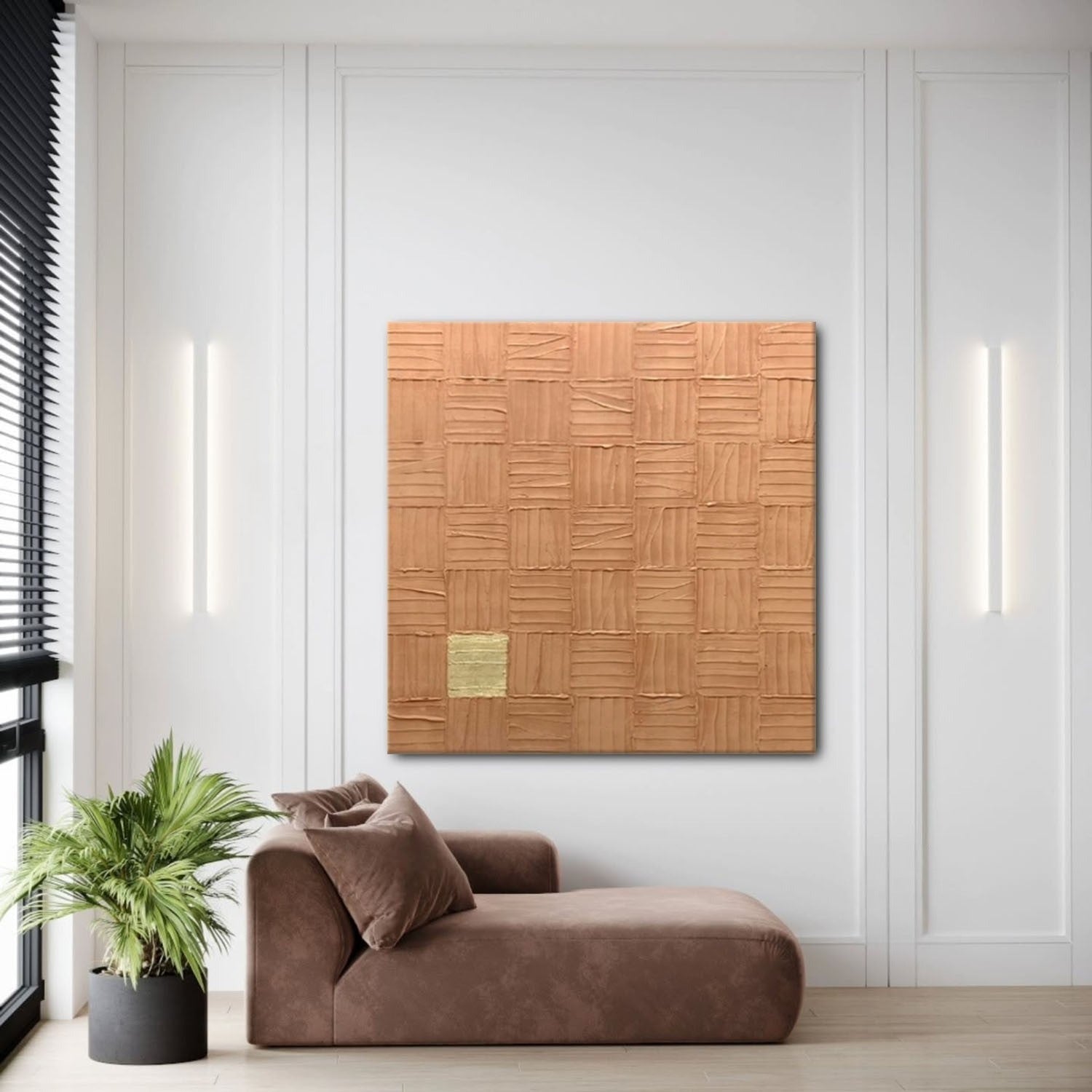 Wall Art Square 3D Impasto Woven Geometric