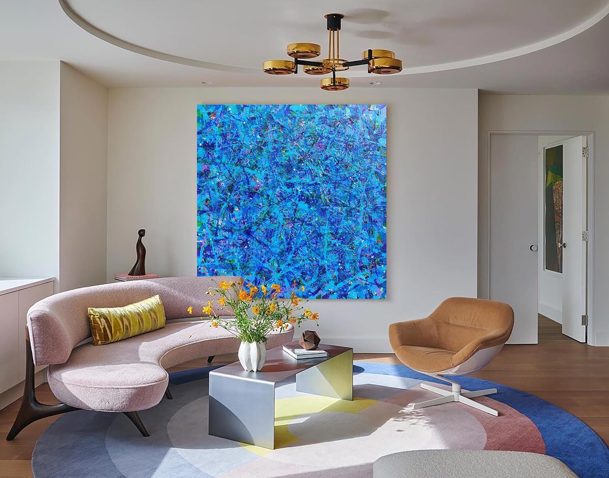 Blue Square Abstract Art 47'' X 47'' IS84 - Neutralighting