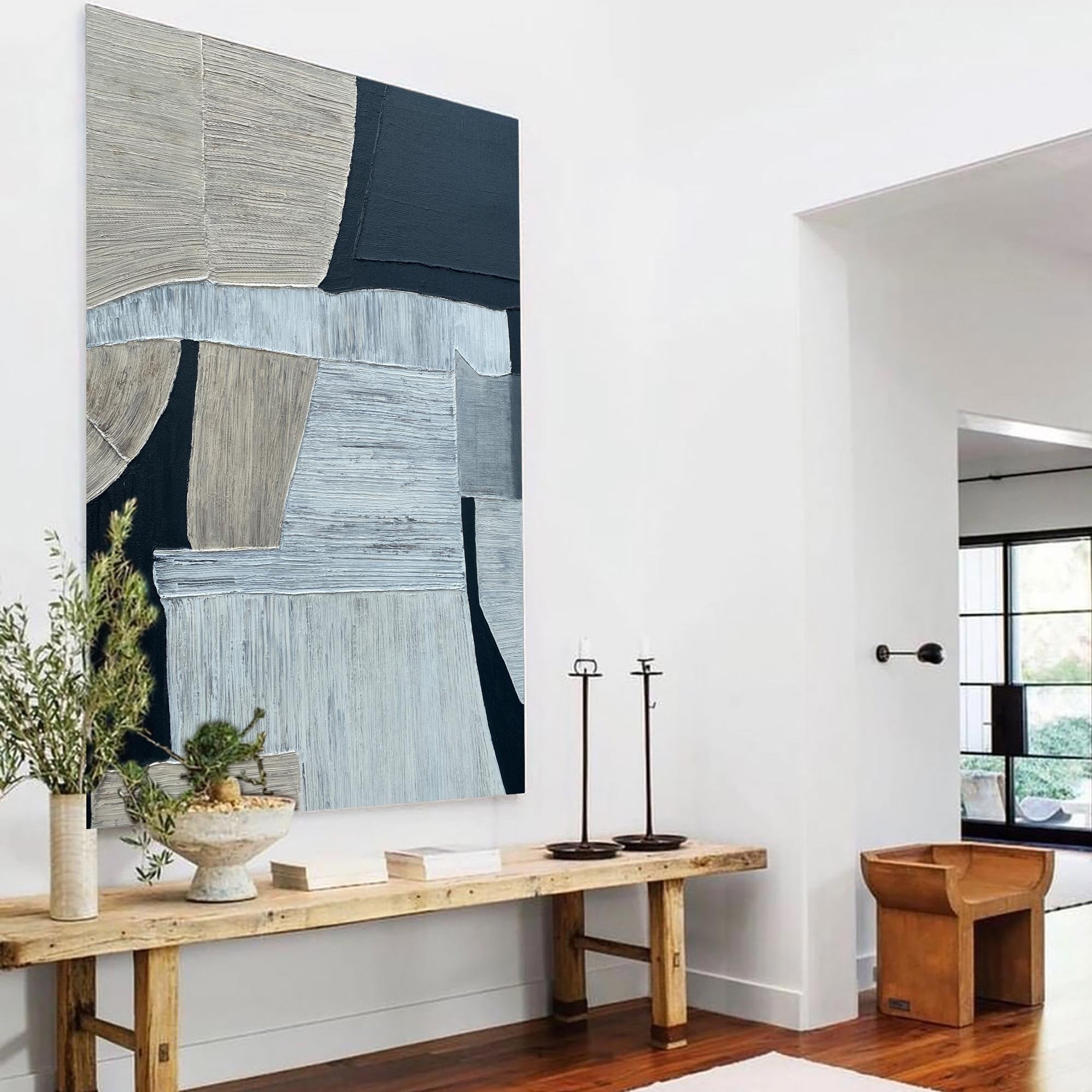 Black And Grey Abstract Painting ABAV209 - Neutralighting