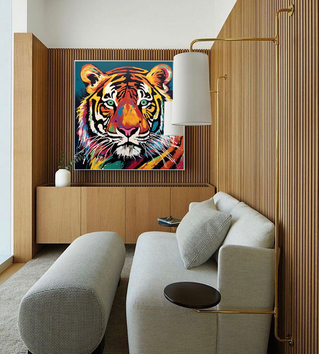 Striking Colorful Tiger Canvas Art