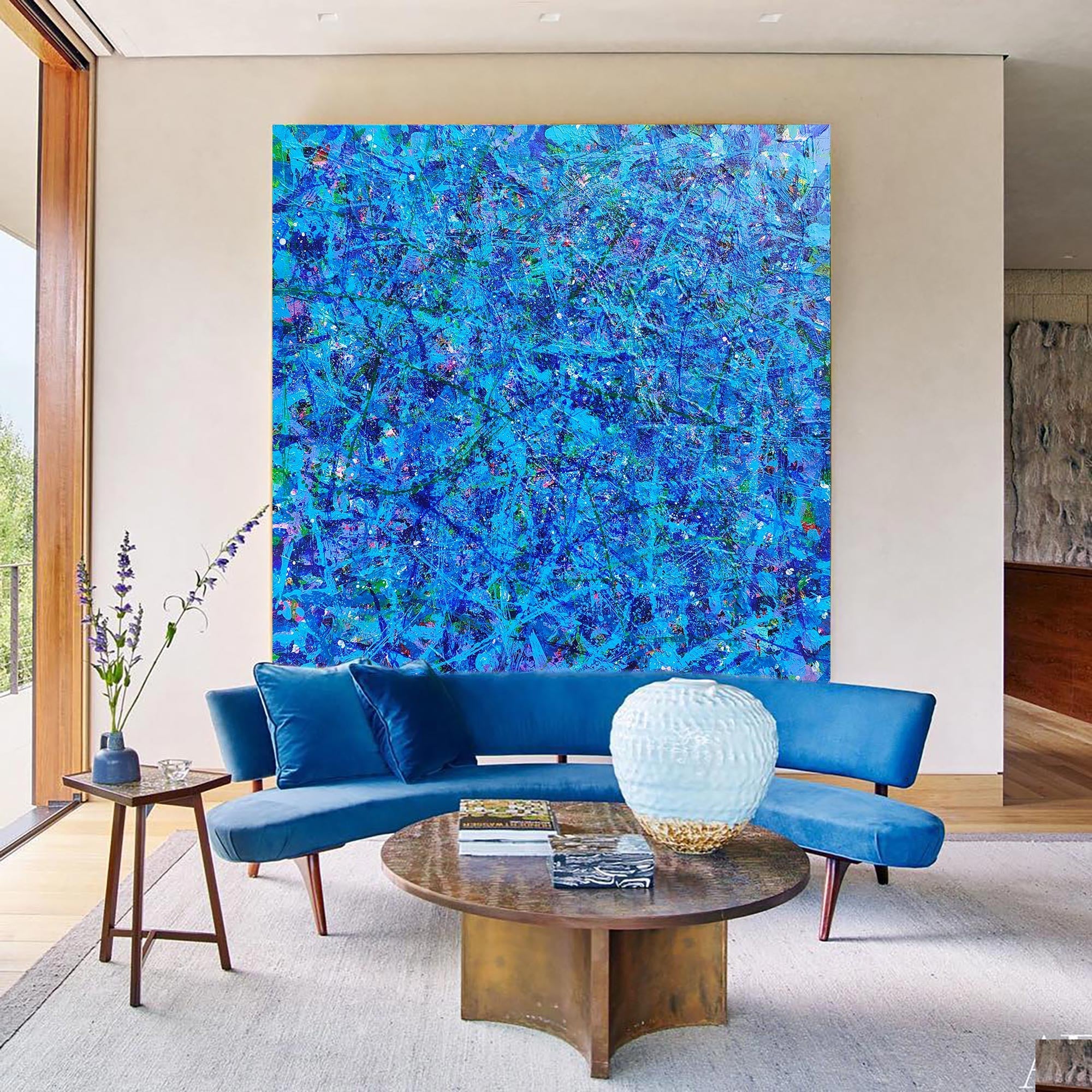 Blue Square Abstract Art 47'' X 47'' IS84 - Neutralighting