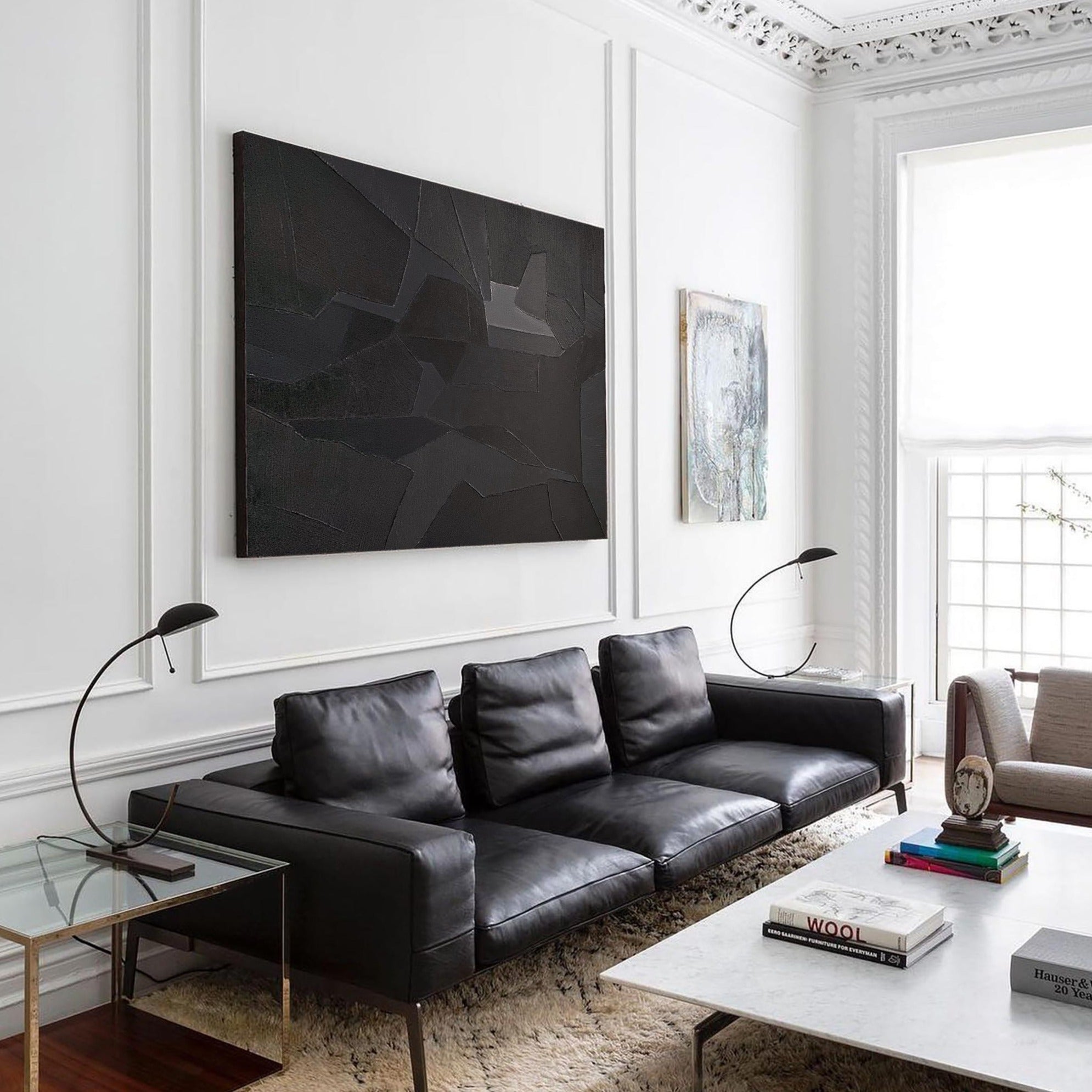 Dark Geometric Abstract Canvas Painting