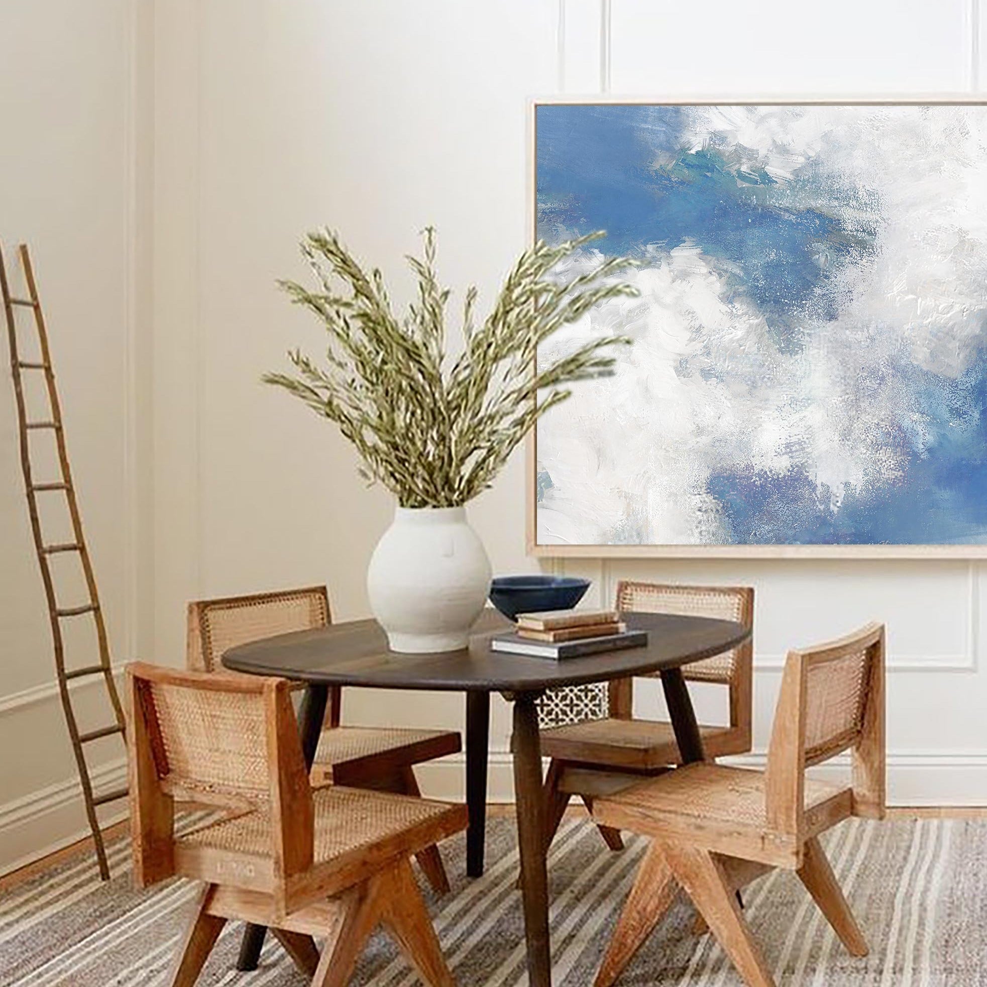 Seascape Blue White Coastal Abstract Painting