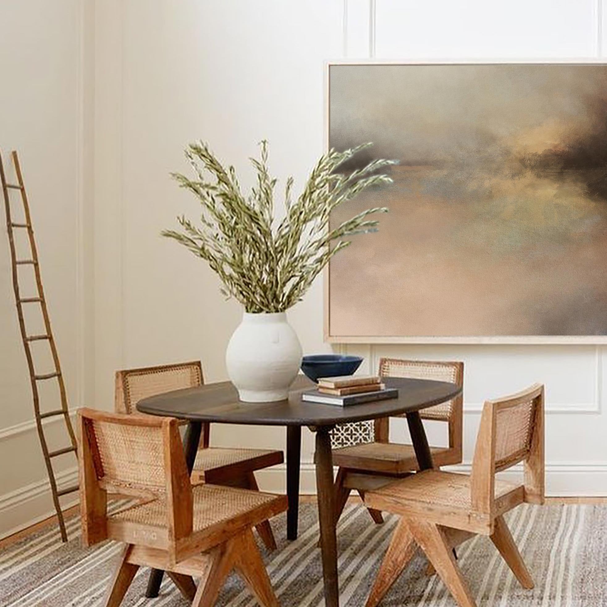 Wall Art Abstract Horizon Landscape Modern Textured Canvas Living Room | Neutralighting
