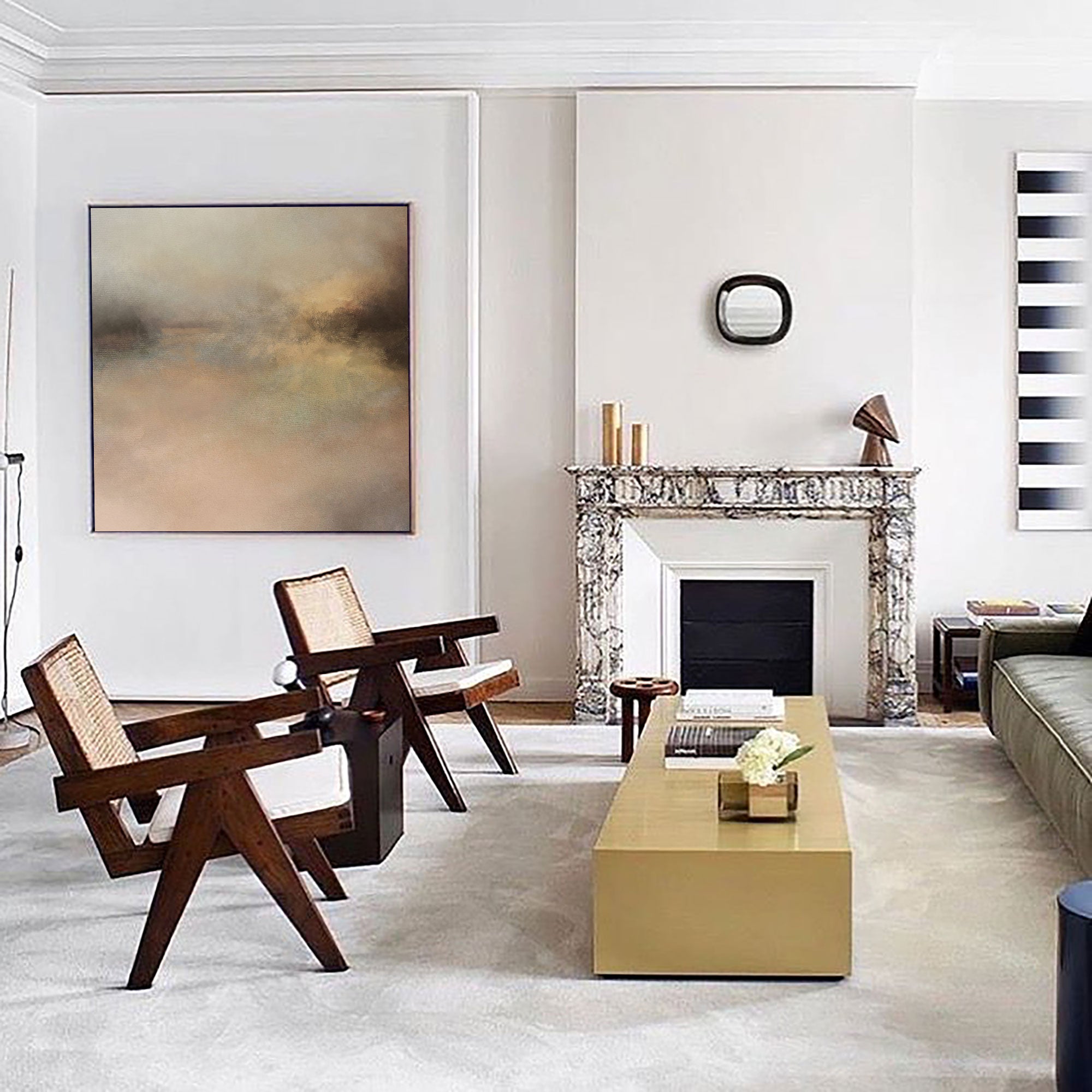 Wall Art Abstract Horizon Landscape Modern Textured Canvas Living Room | Neutralighting