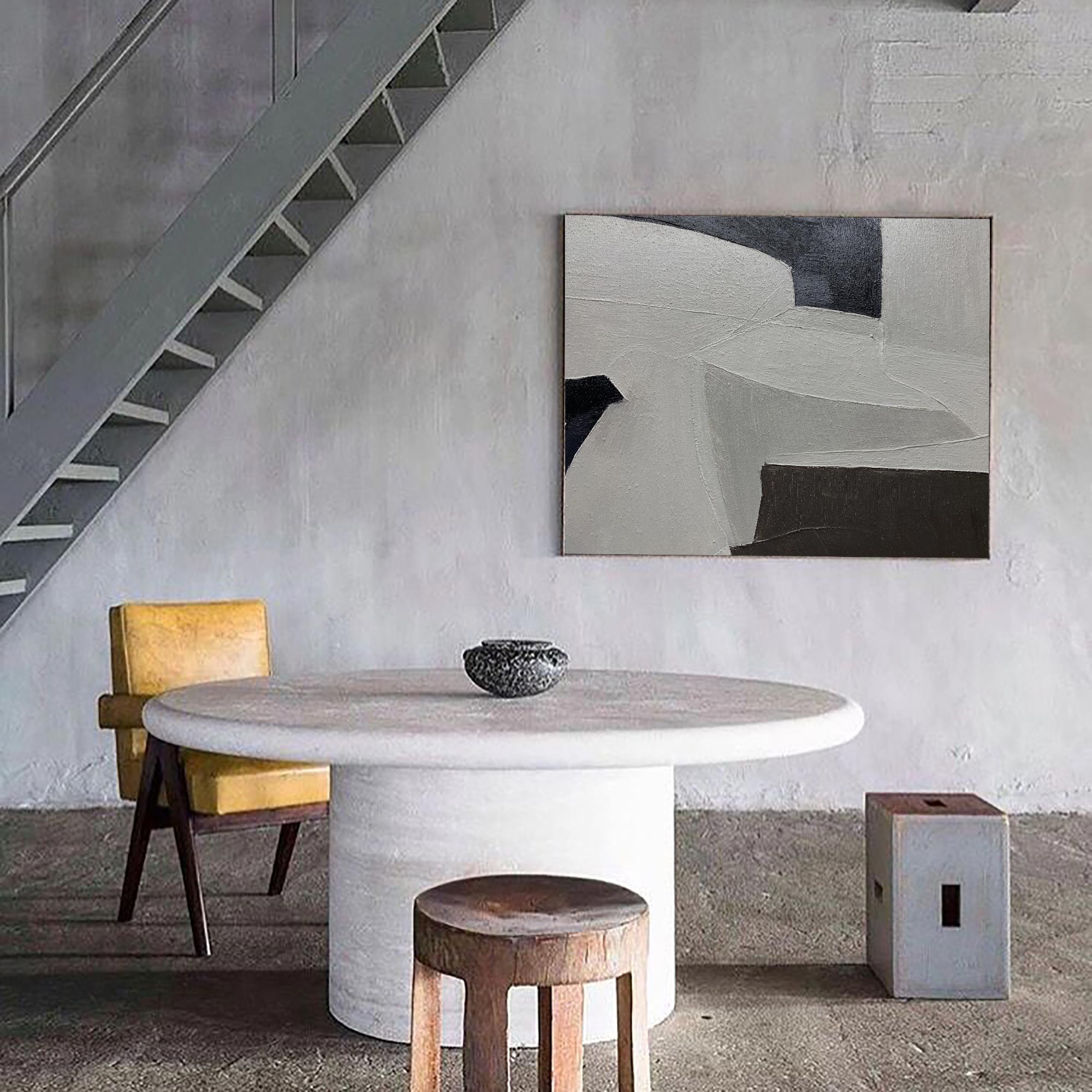 Black And Grey Abstract Painting ABAH63 - Neutralighting