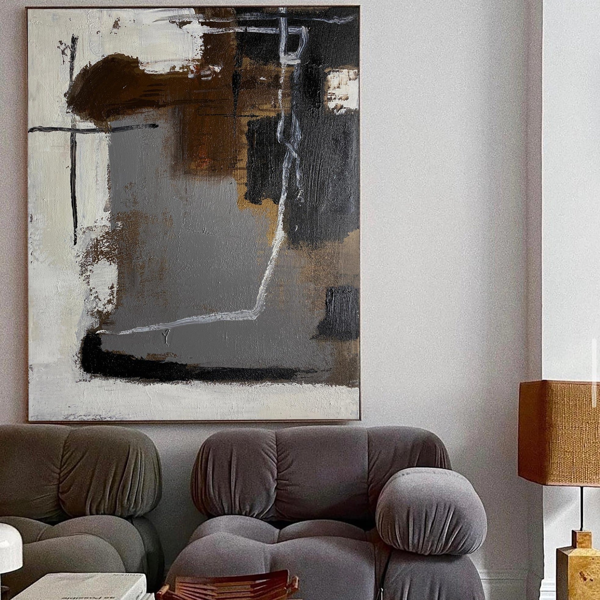 Black And Brown Abstract Painting ABAV191 - Neutralighting