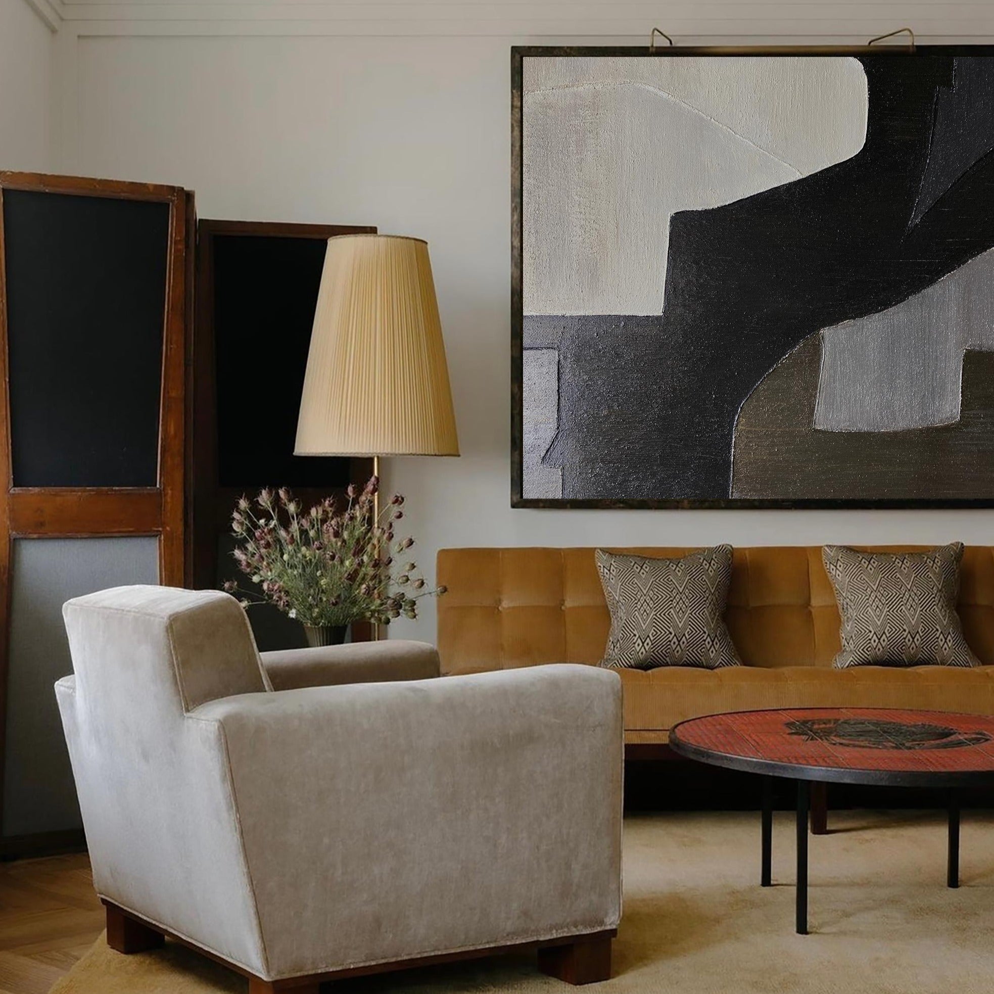 Black And Grey Abstract Painting
