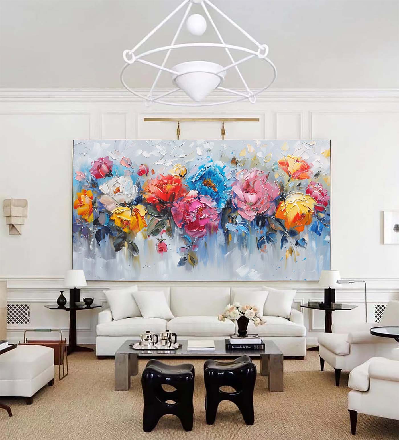 Colorful Rose Palette Knife Oil Painting