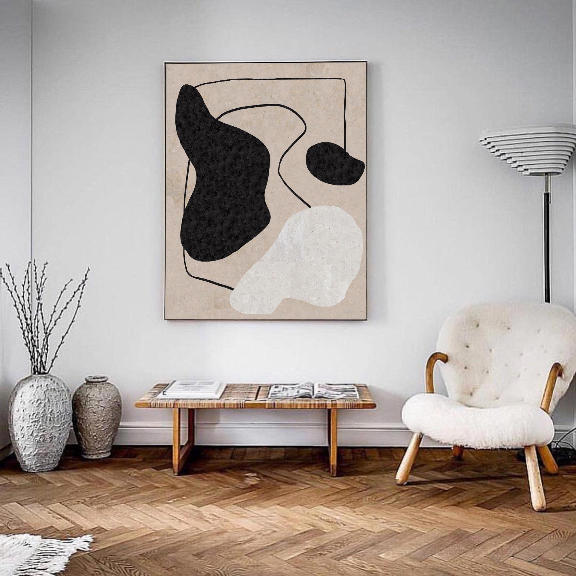 Beige Minimalist Abstract Painting ABAV196 - Neutralighting