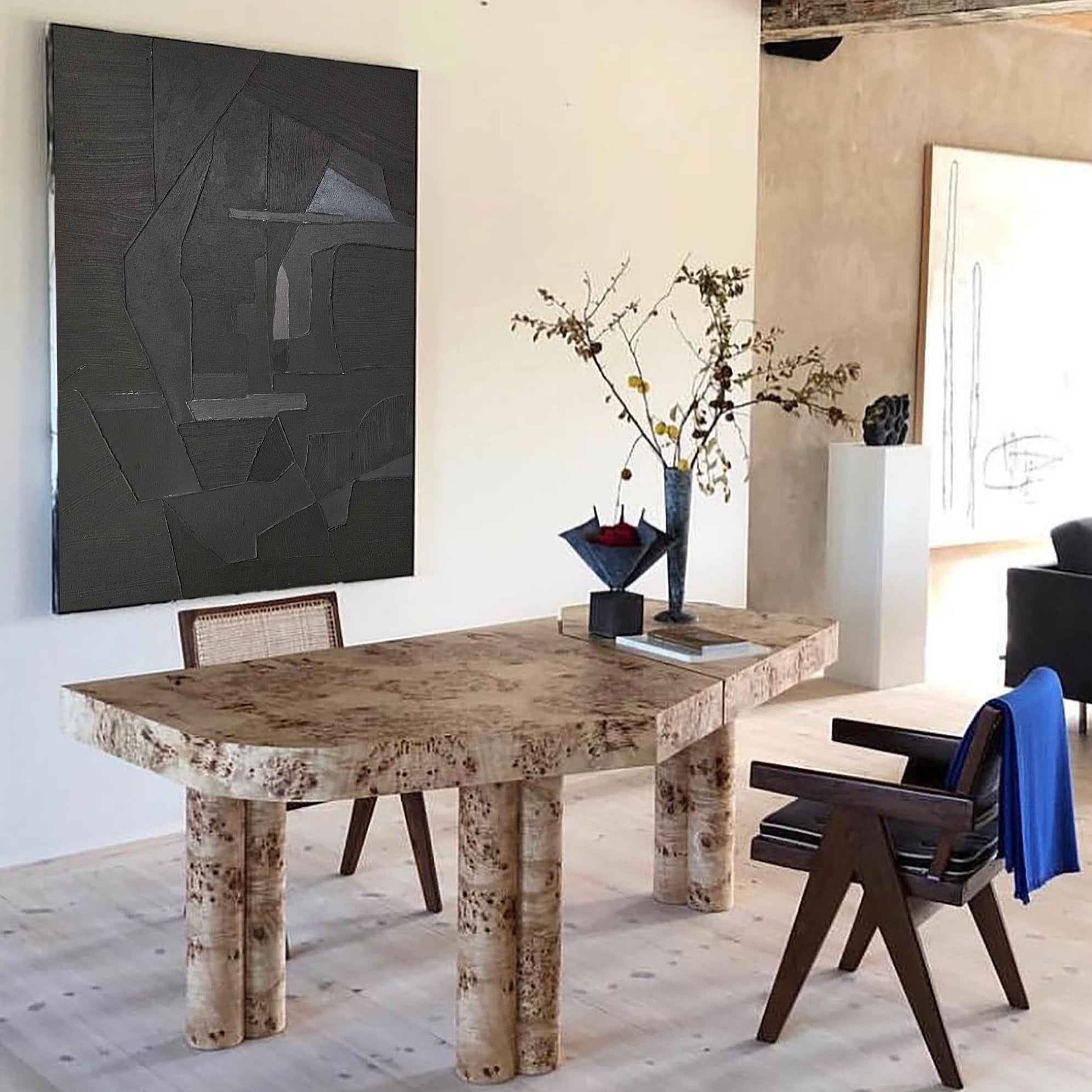 Dark‑Tone Fragmented Geometric Abstract Heavy Textured Artwork