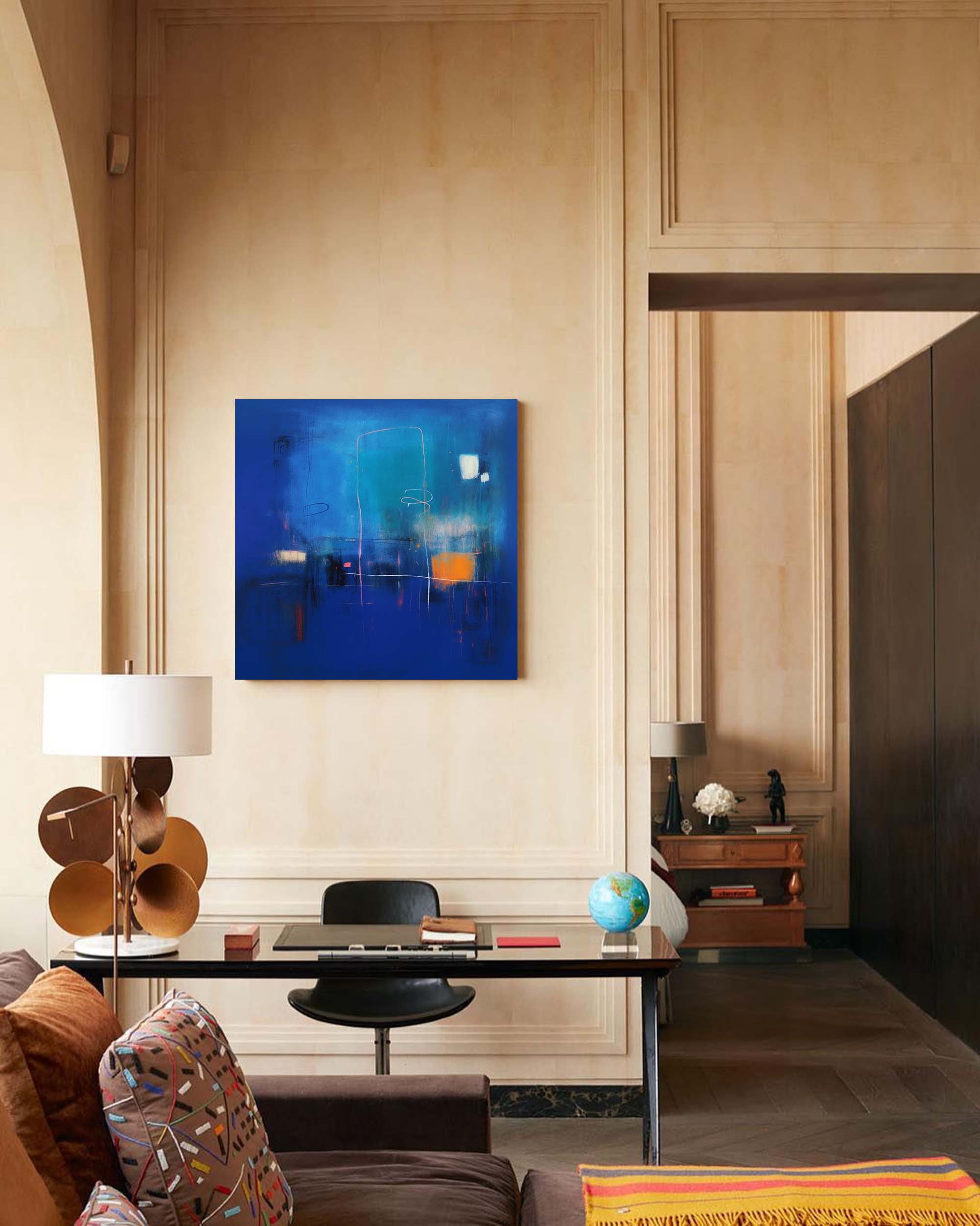 Modern Blue Abstract Canvas Oil Painting