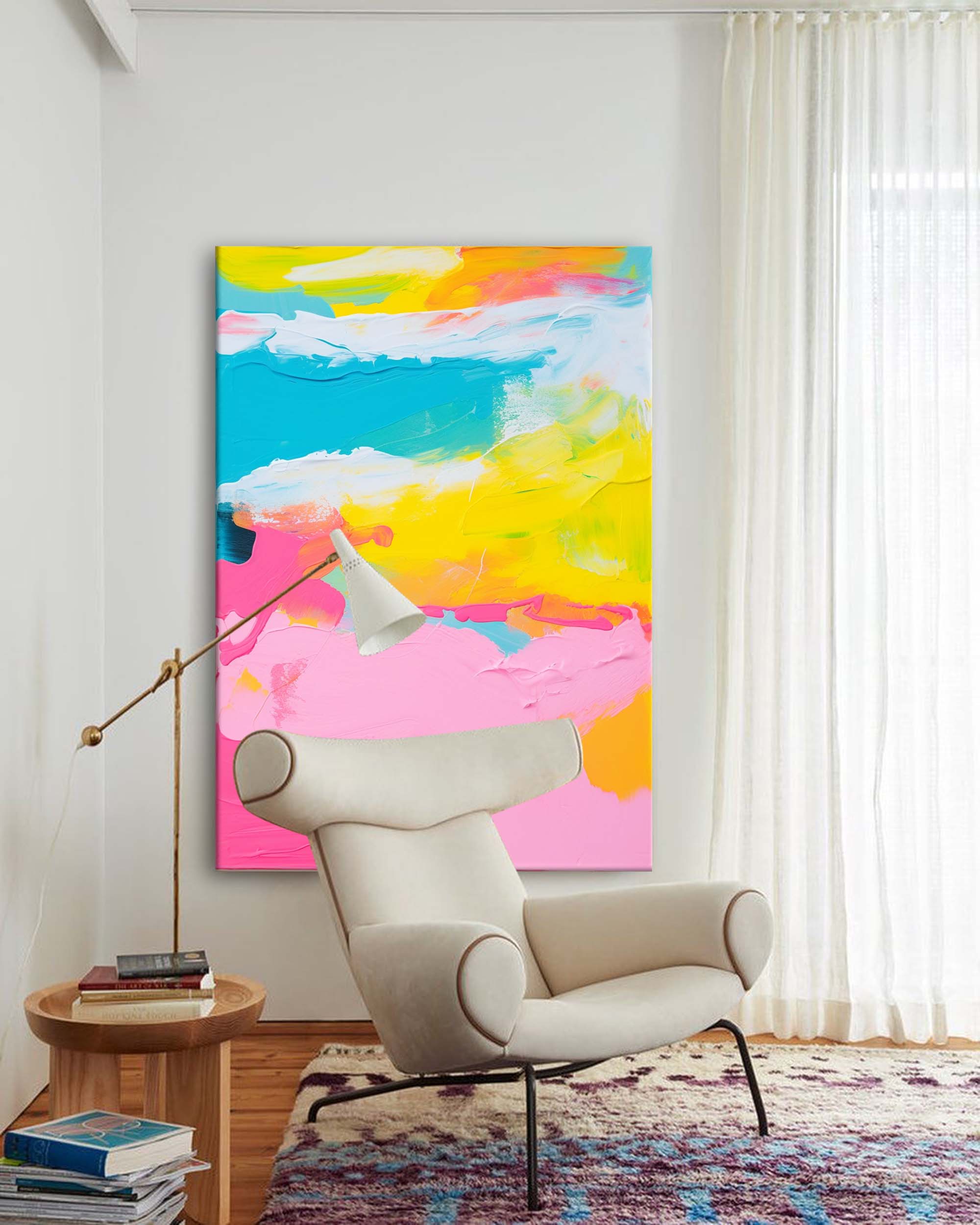Wall Art Abstract Bold Color Tropical Design