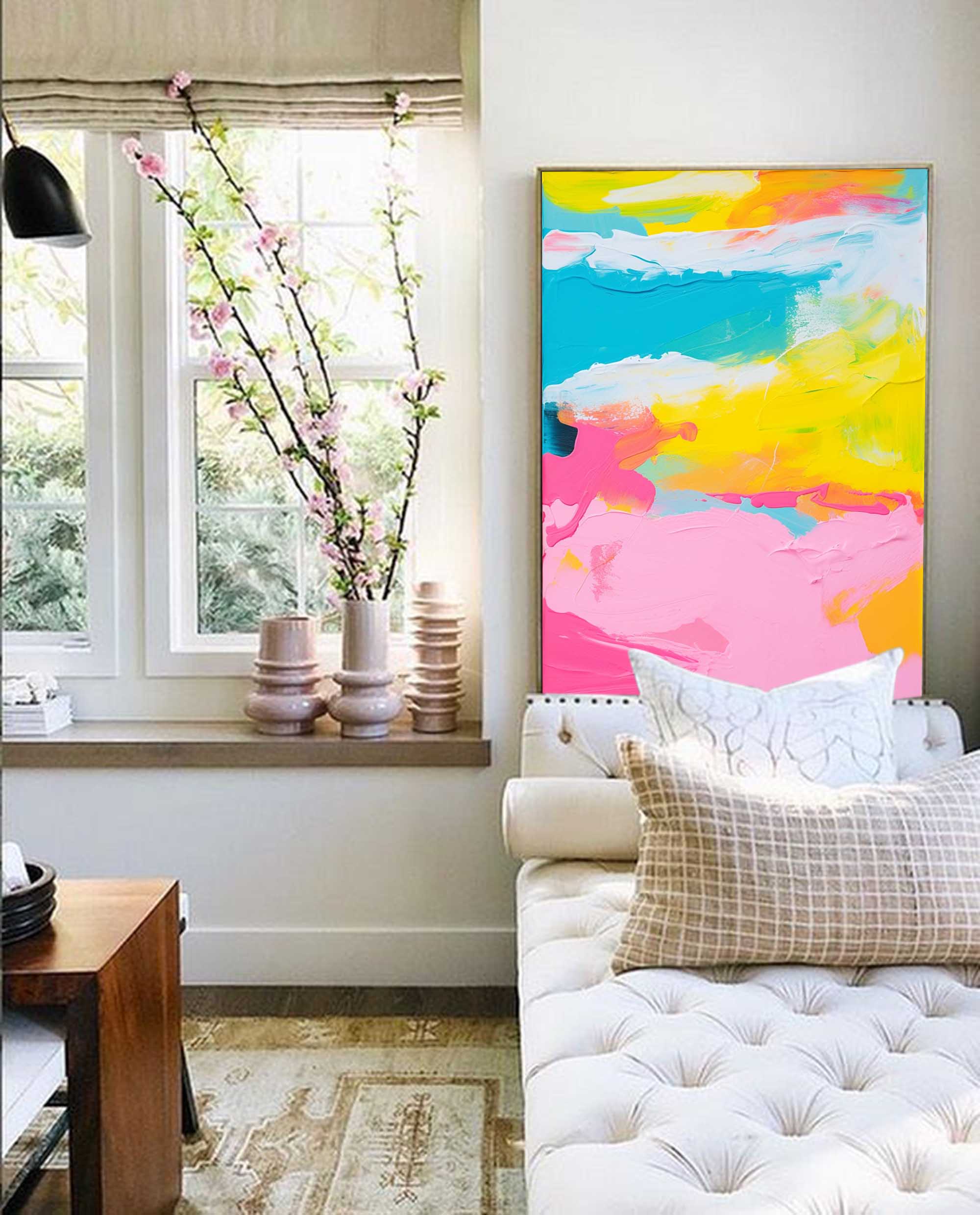 Wall Art Abstract Bold Color Tropical Design