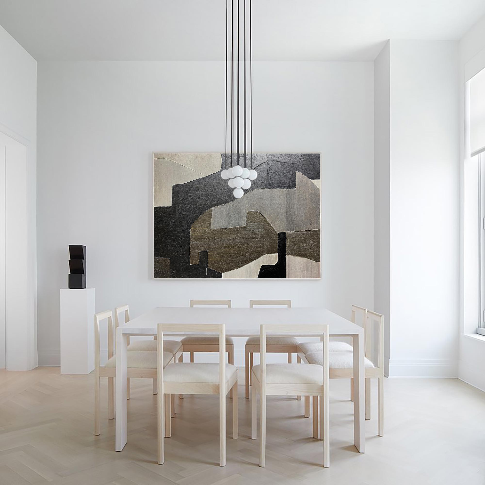 Black And Grey Abstract Painting ABAH62 - Neutralighting