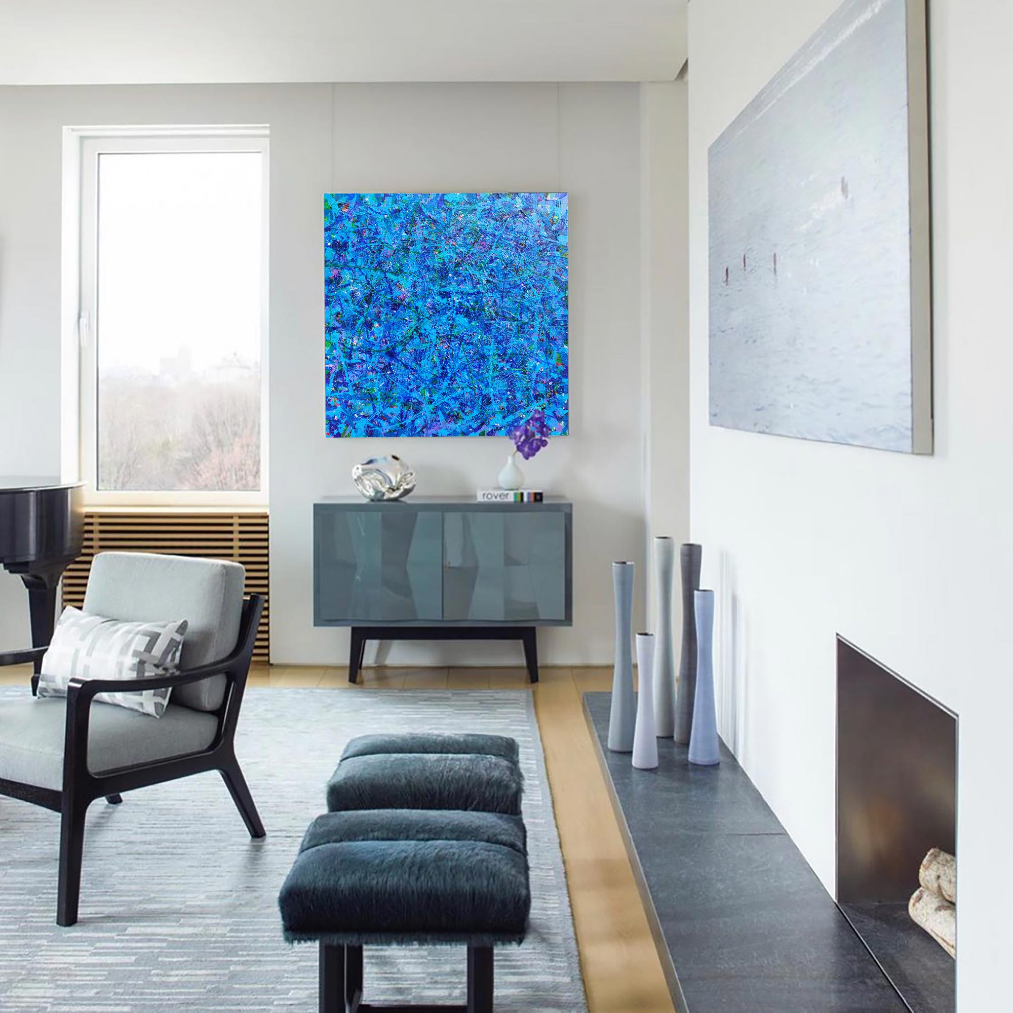 Blue Square Abstract Art 47'' X 47'' IS84 - Neutralighting
