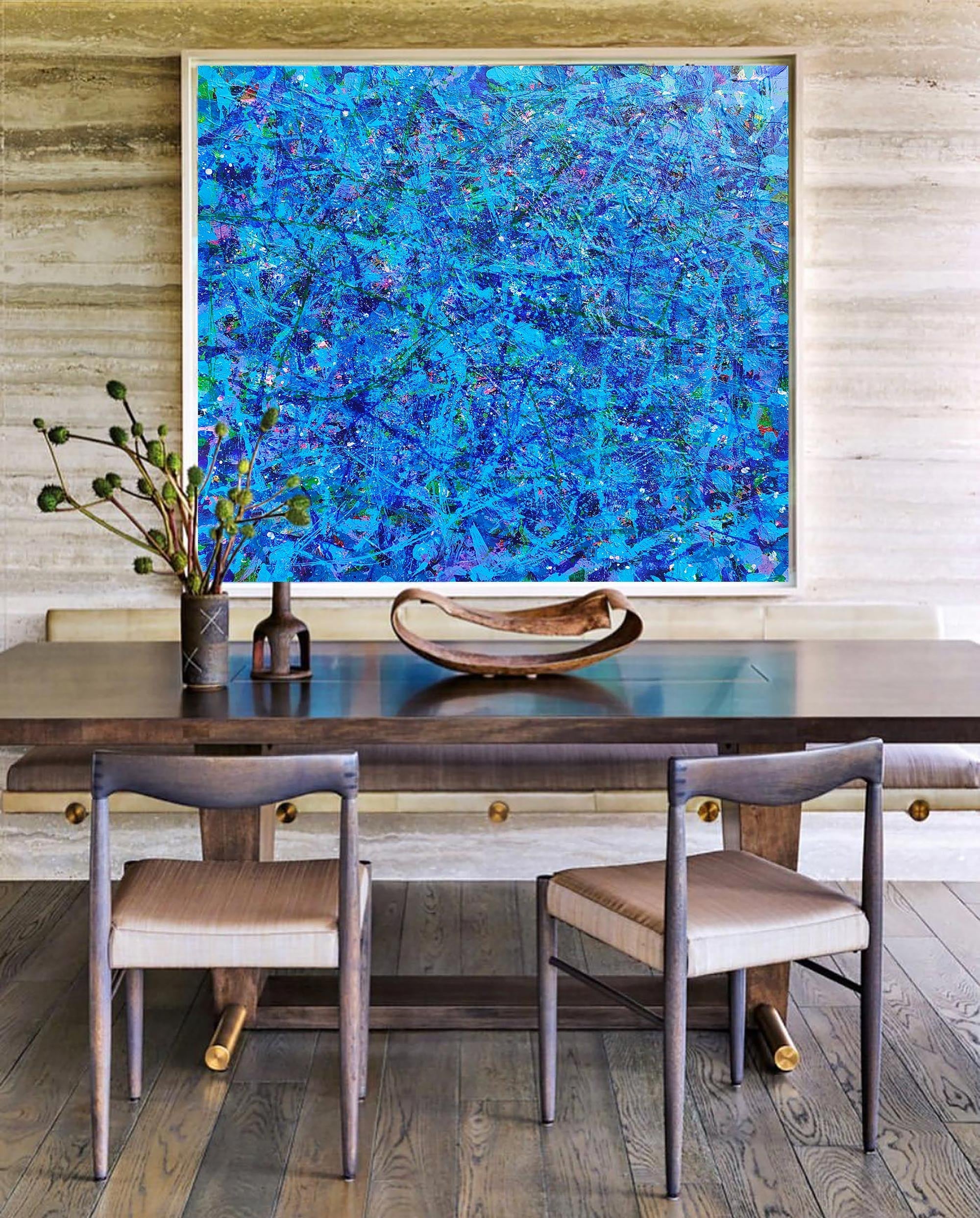 Blue Square Abstract Art 47'' X 47'' IS84 - Neutralighting