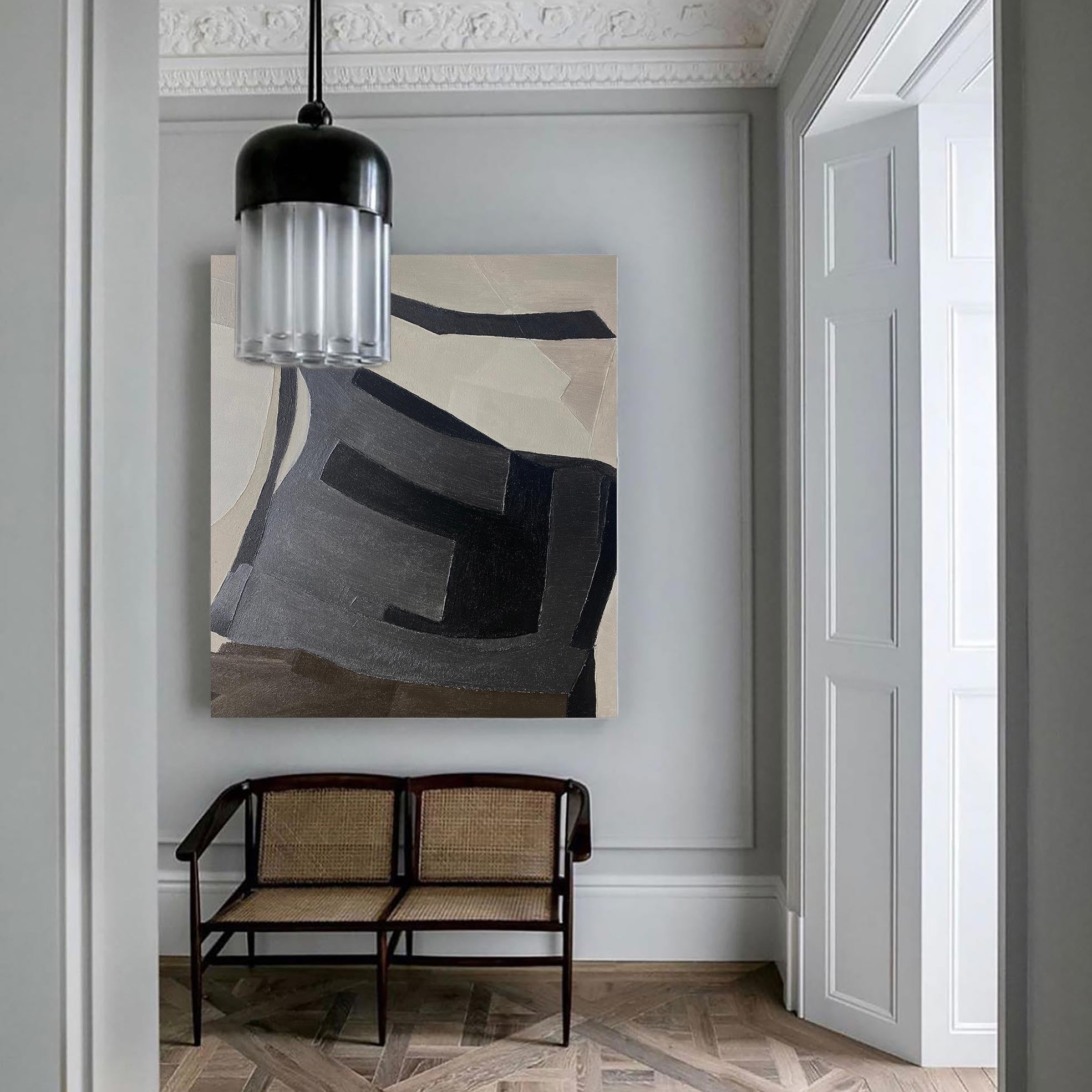 Black And Brown Abstract Painting ABAV188 - Neutralighting