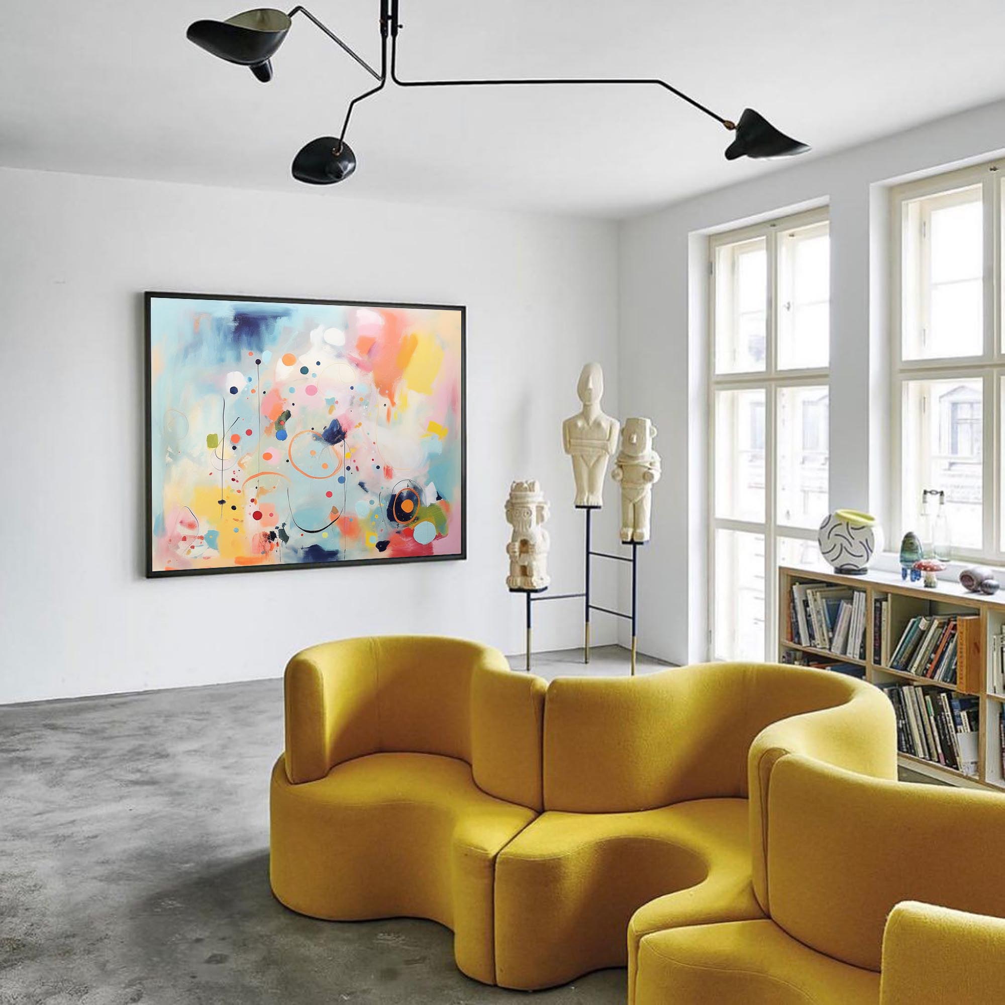 Vibrant Pastel Abstract Canvas Oil Painting