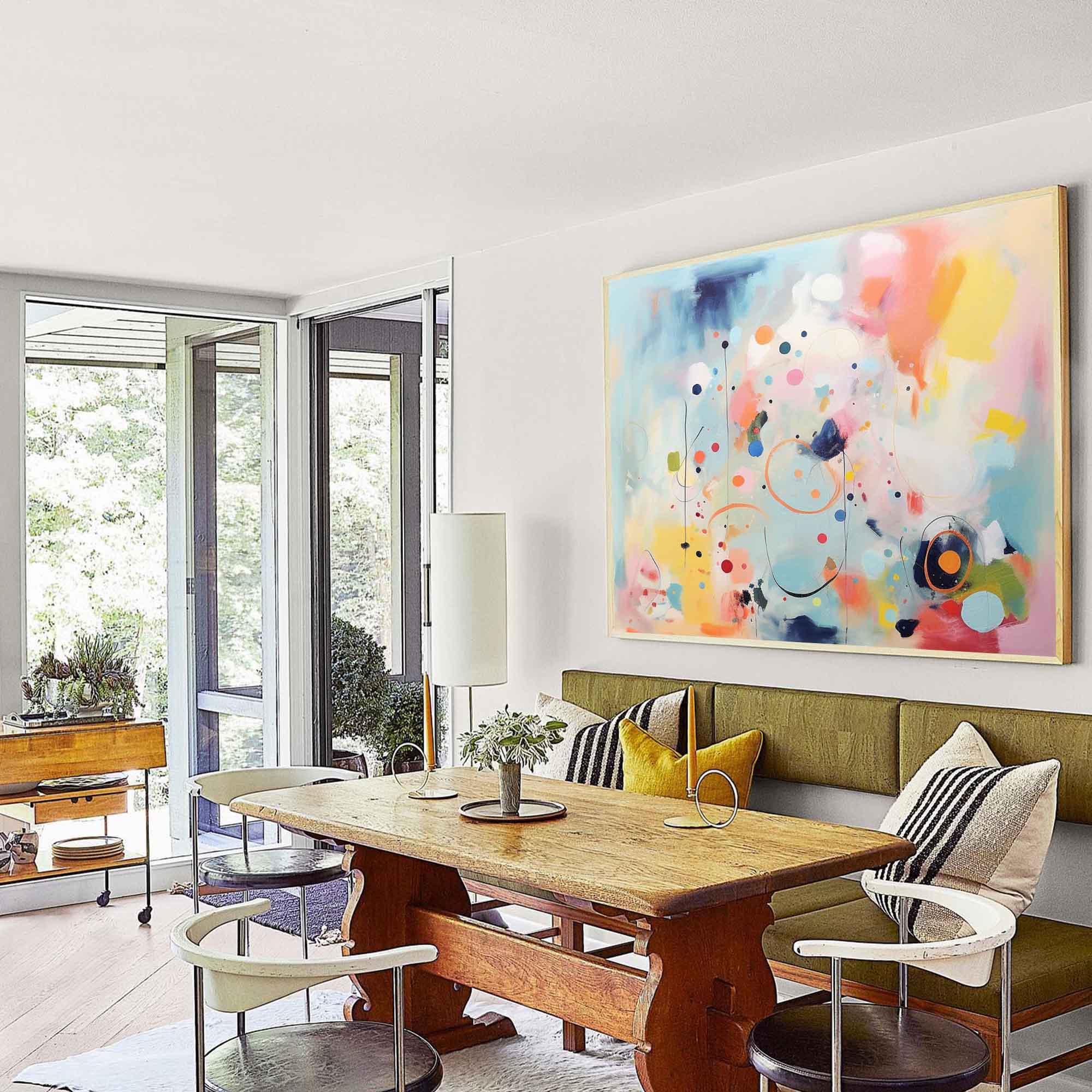 Vibrant Pastel Abstract Canvas Oil Painting