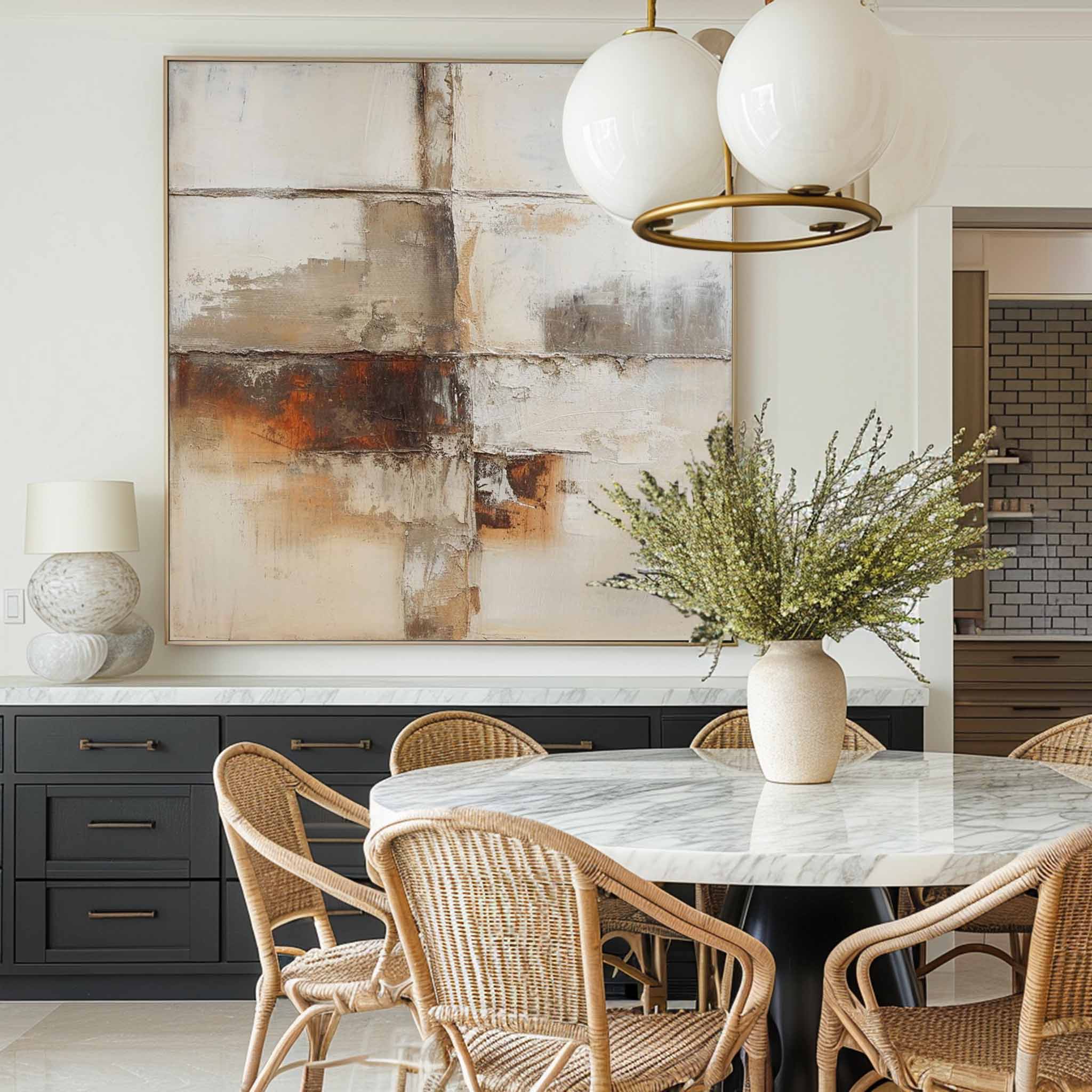 Neutral Beige Brown Abstract Painting