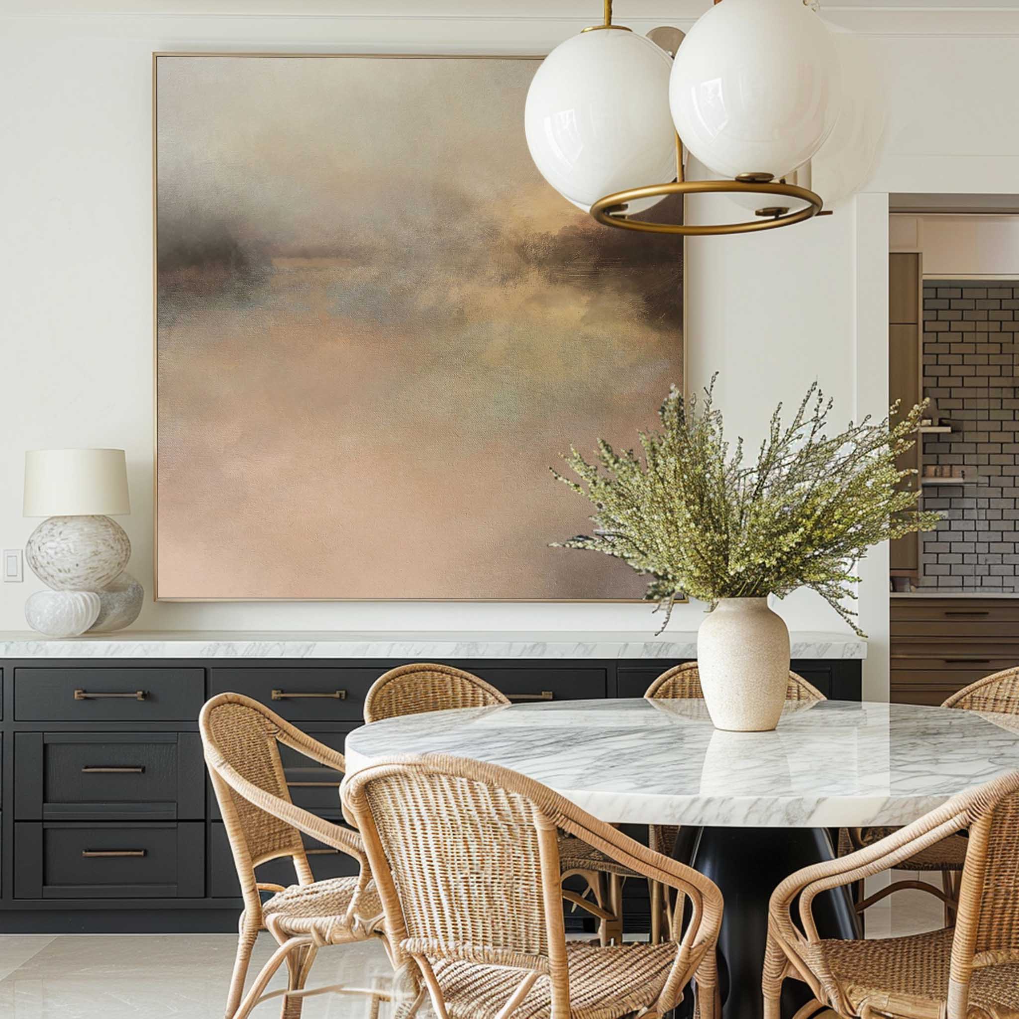 Wall Art Abstract Horizon Landscape Modern Textured Canvas Living Room | Neutralighting