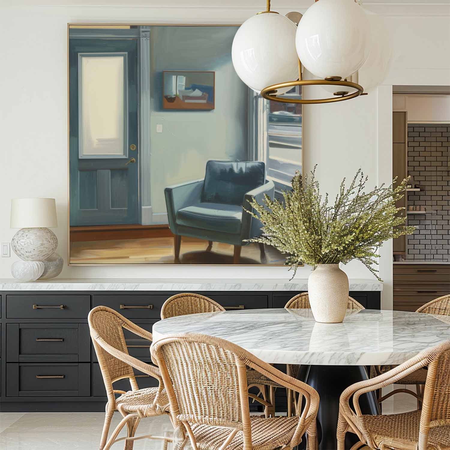 Blue Armchair Quiet Interior Painting