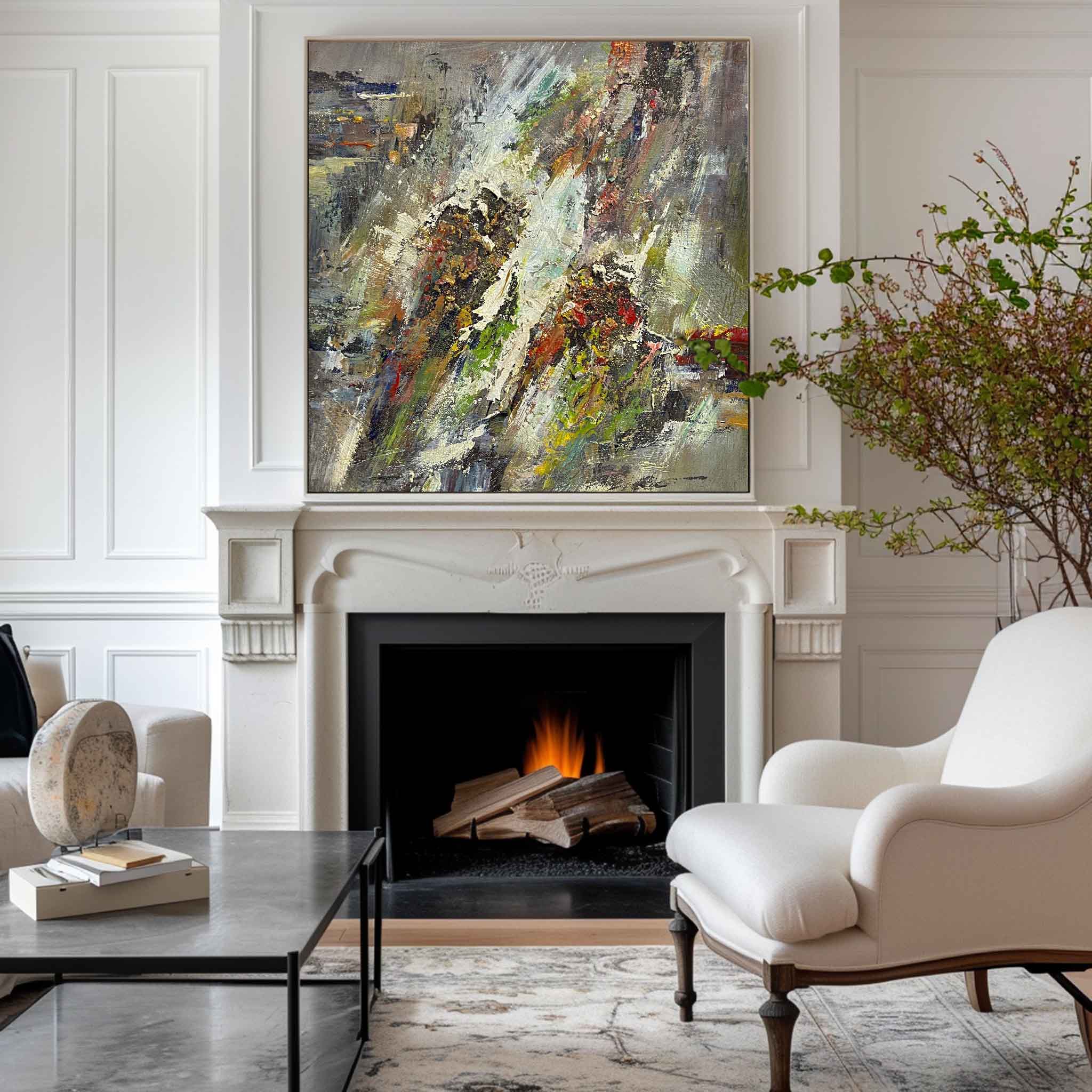 Abstract Mountain Landscape Textured Canvas Wall Art