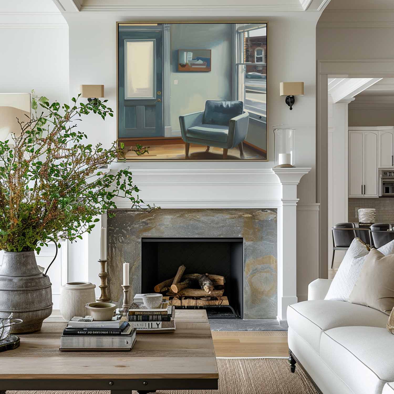 Blue Armchair Quiet Interior Painting