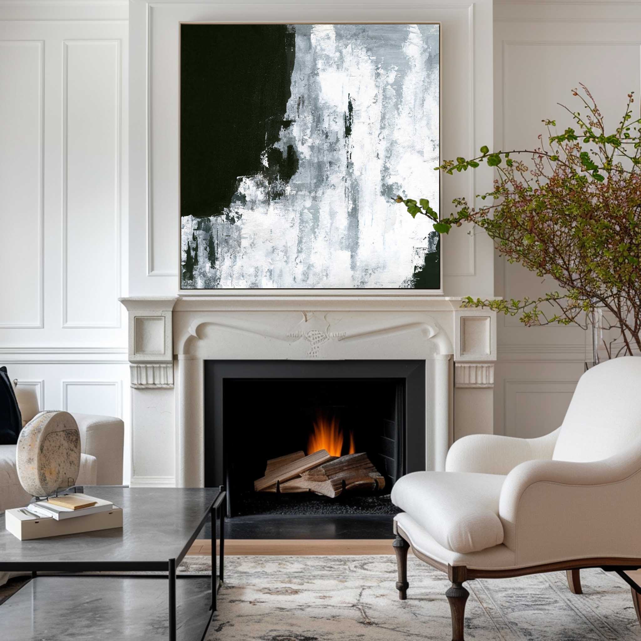 Rothko Style Black White Grey Abstract Wall Canvas