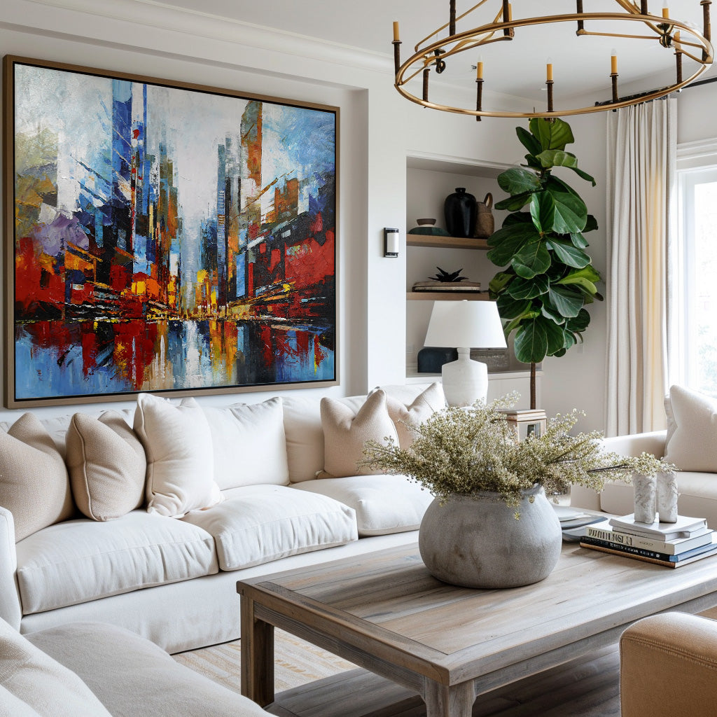 Large Abstract Urban Painting URH06 - Neutralighting