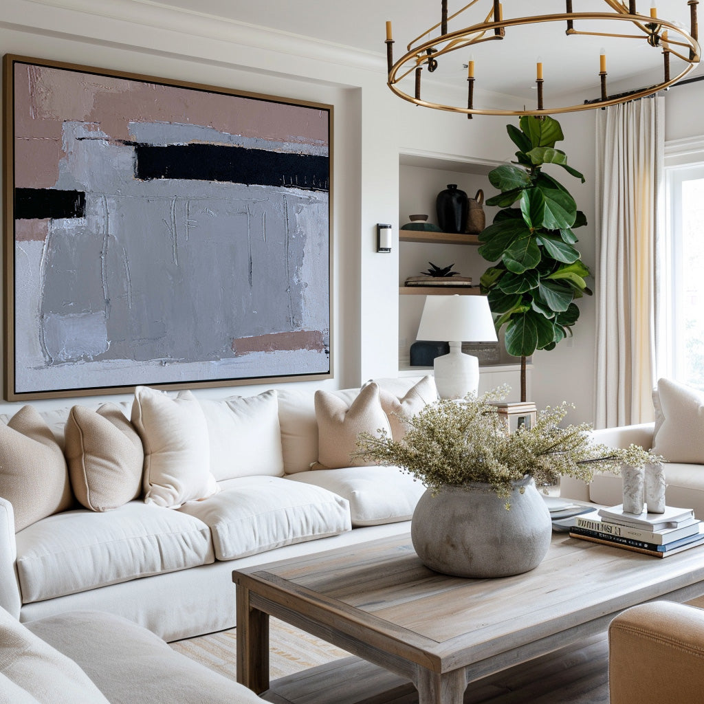 Minimalist Beige Abstract Oil Painting