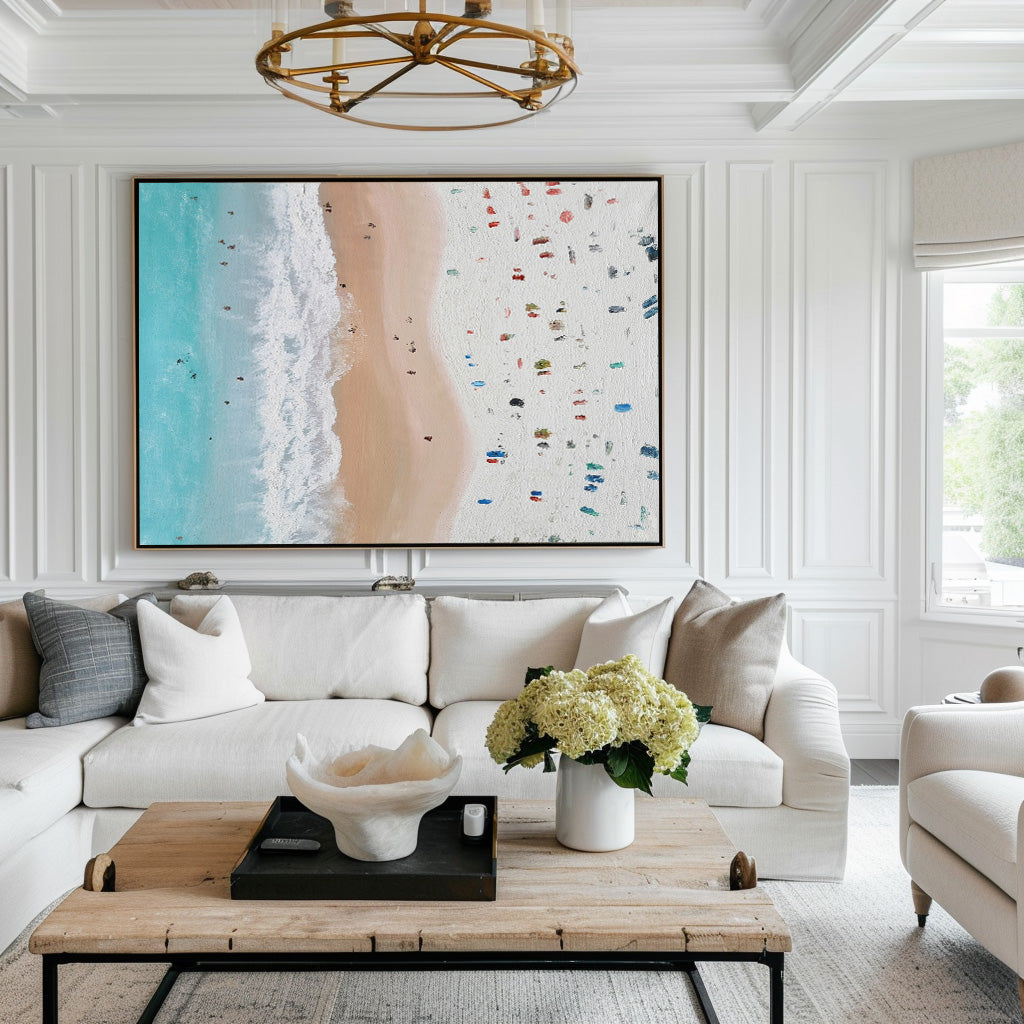 Coastal Beach Abstract Hand‑Painted Multi‑Speckled Thick Textured Artwork