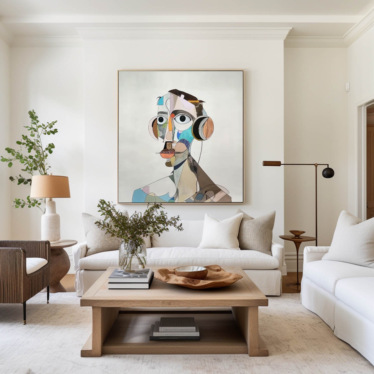Fragmented Cubist Human Portrait Mixed‑Tone Abstract Layered Textured Artwork