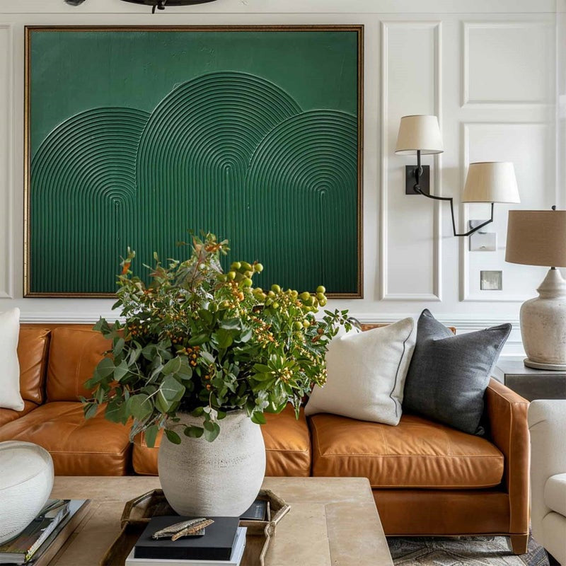 Emerald Green Geometric Abstract Painting