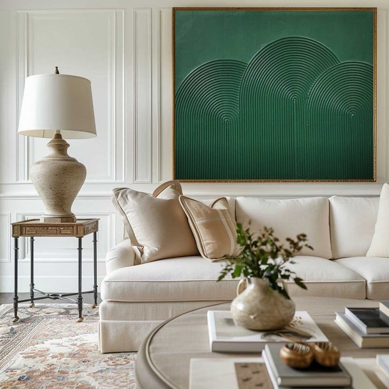 Emerald Green Geometric Abstract Painting