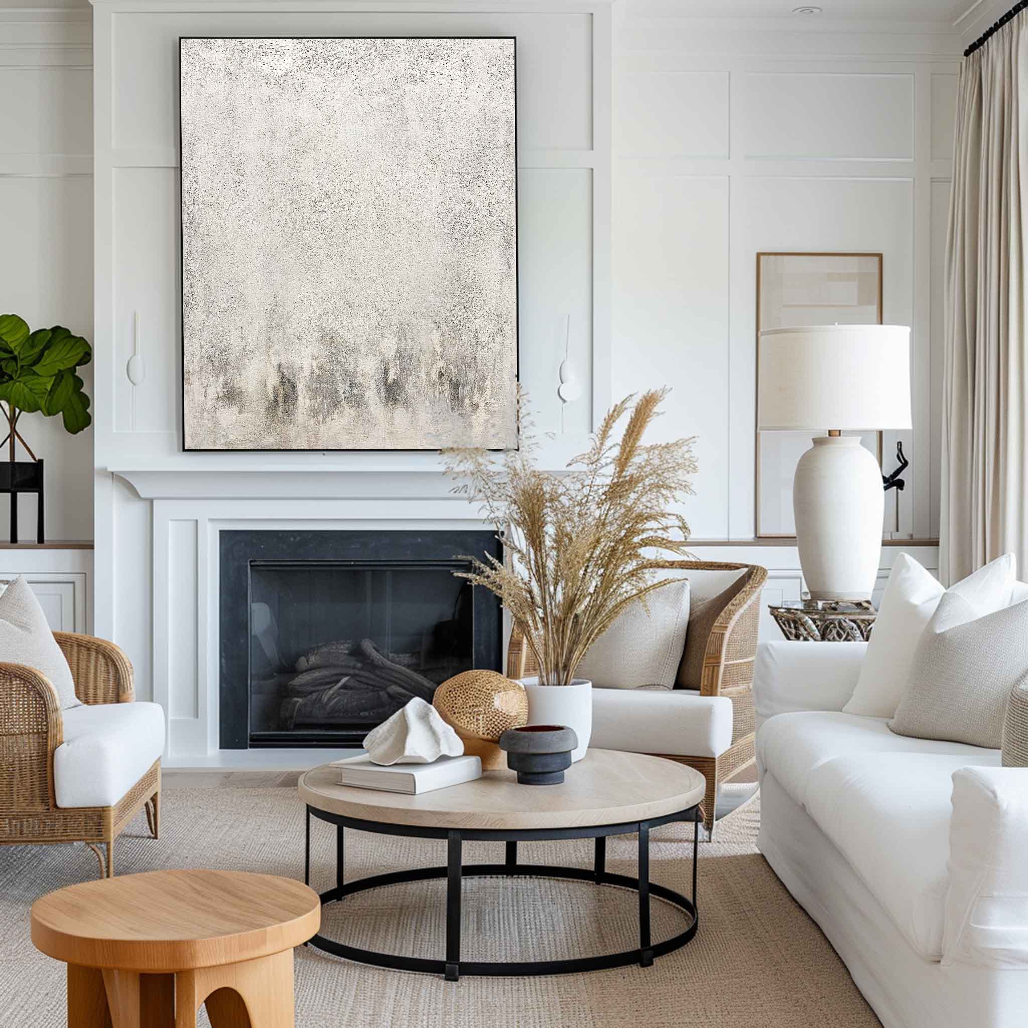 Gray And White Minimalist Painting
