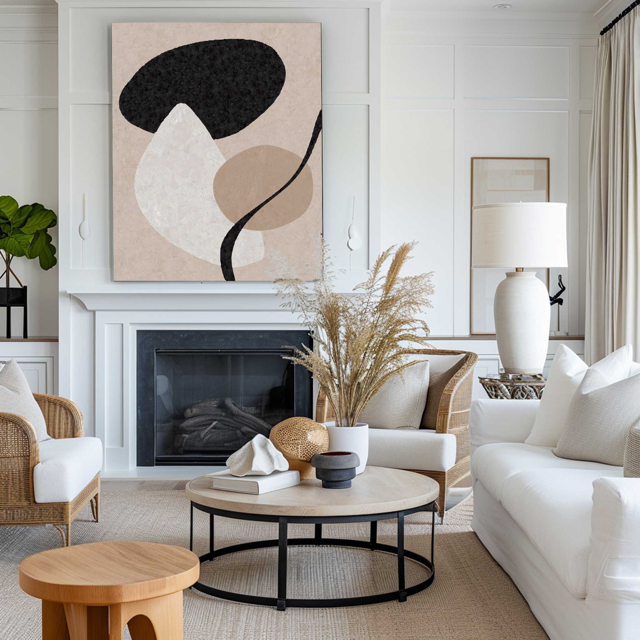 Beige Organic Abstract Minimalist Painting