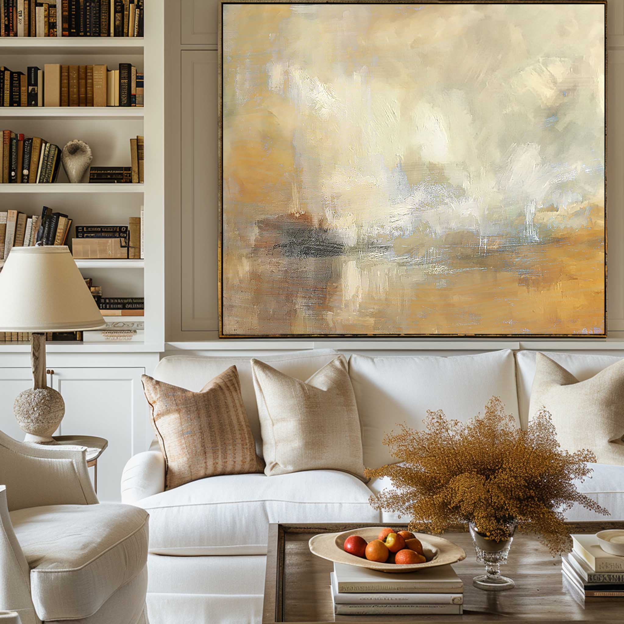 Neutral Beige Landscape Oil Painting