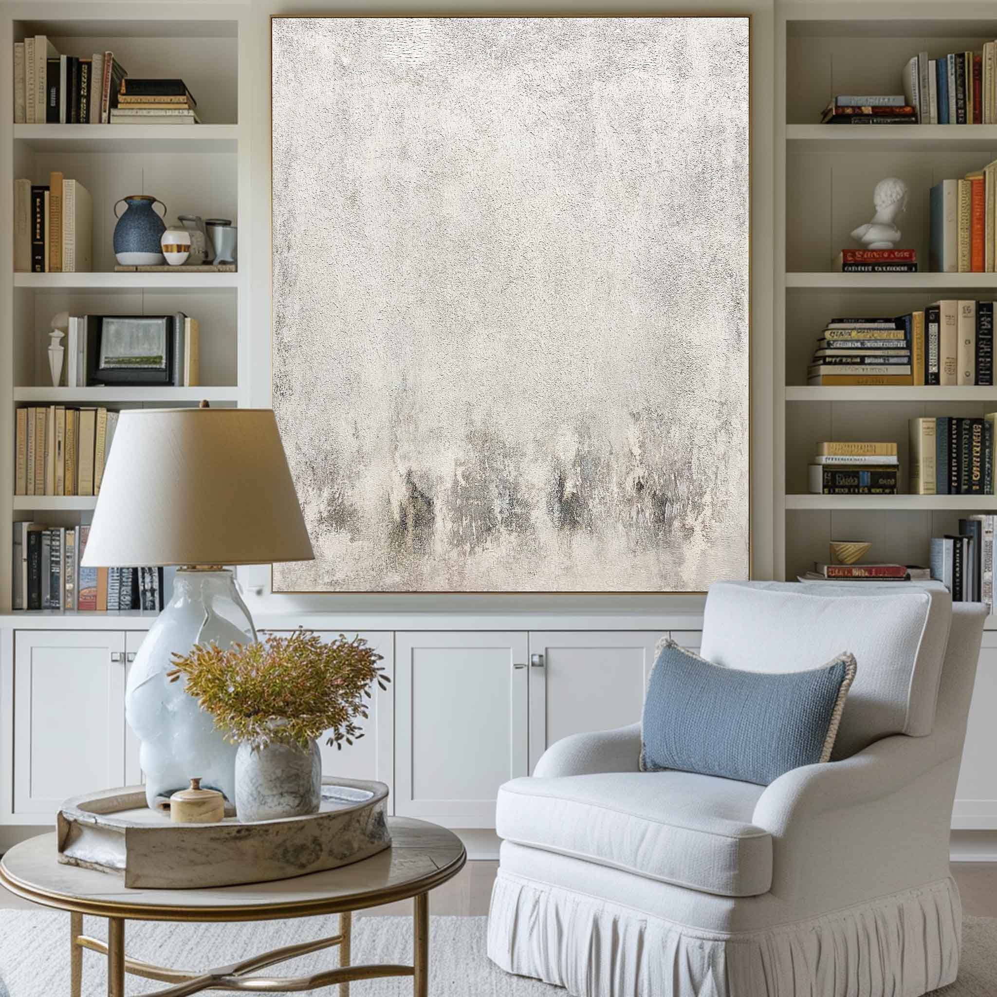 Gray And White Minimalist Painting