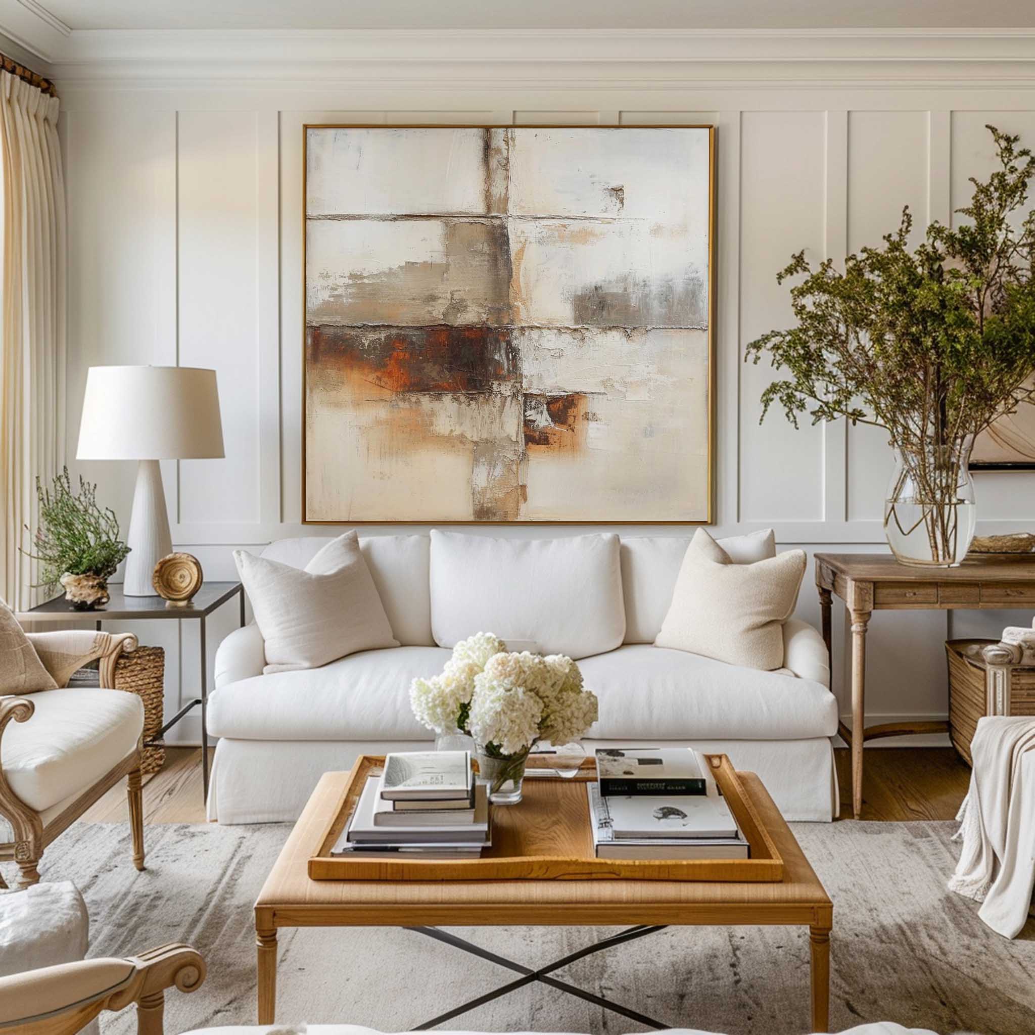 Neutral Beige Brown Abstract Painting
