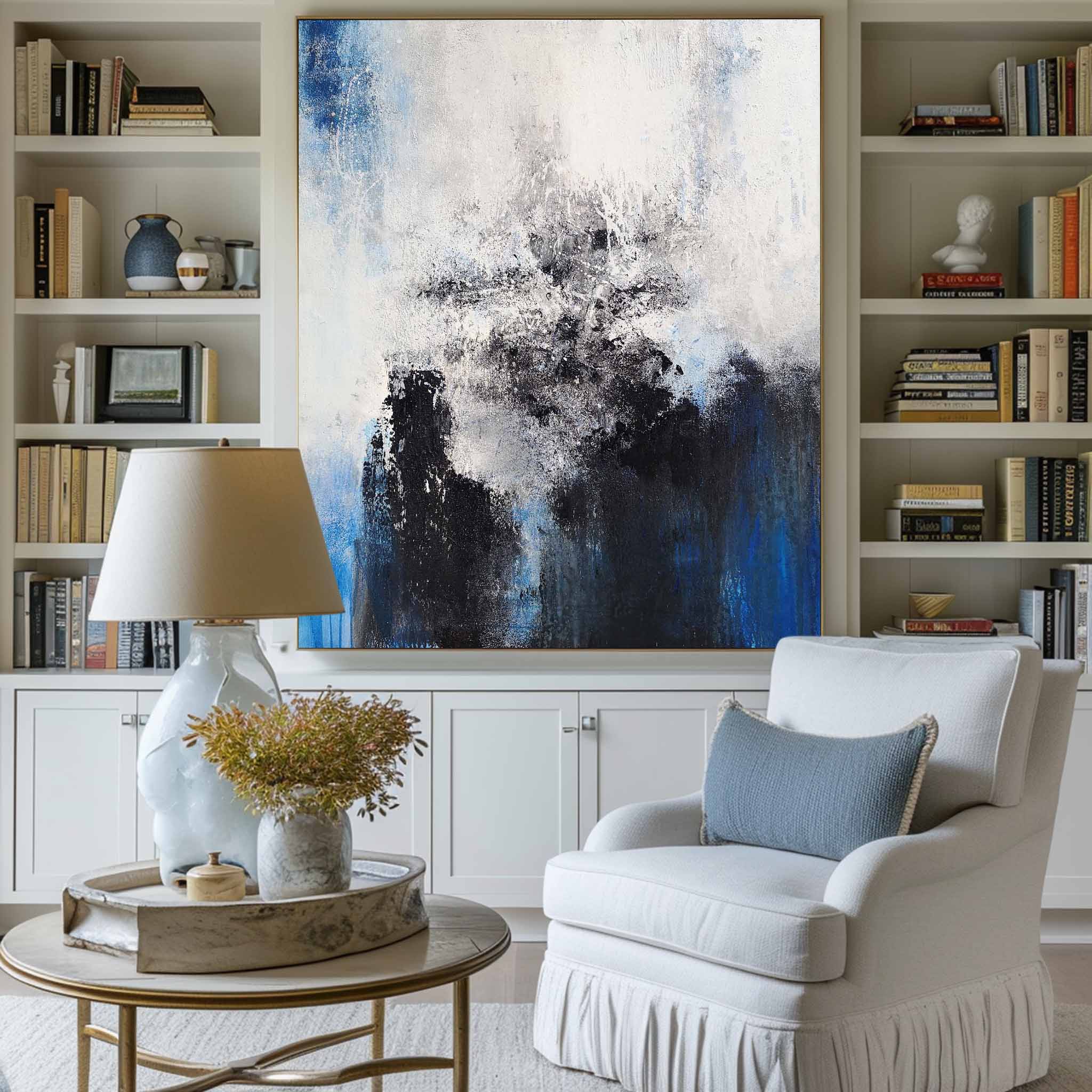 Blue And Black Abstract Painting ABAV96 - Neutralighting