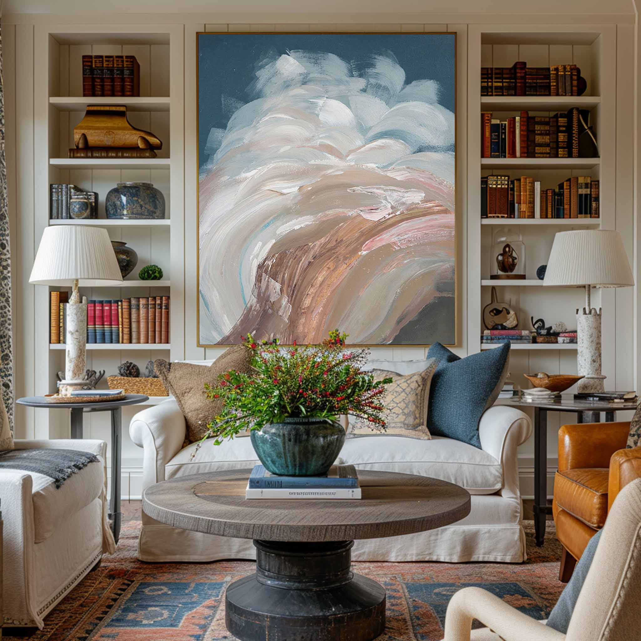 Abstract Coastal Waves Textured Canvas Wall Art