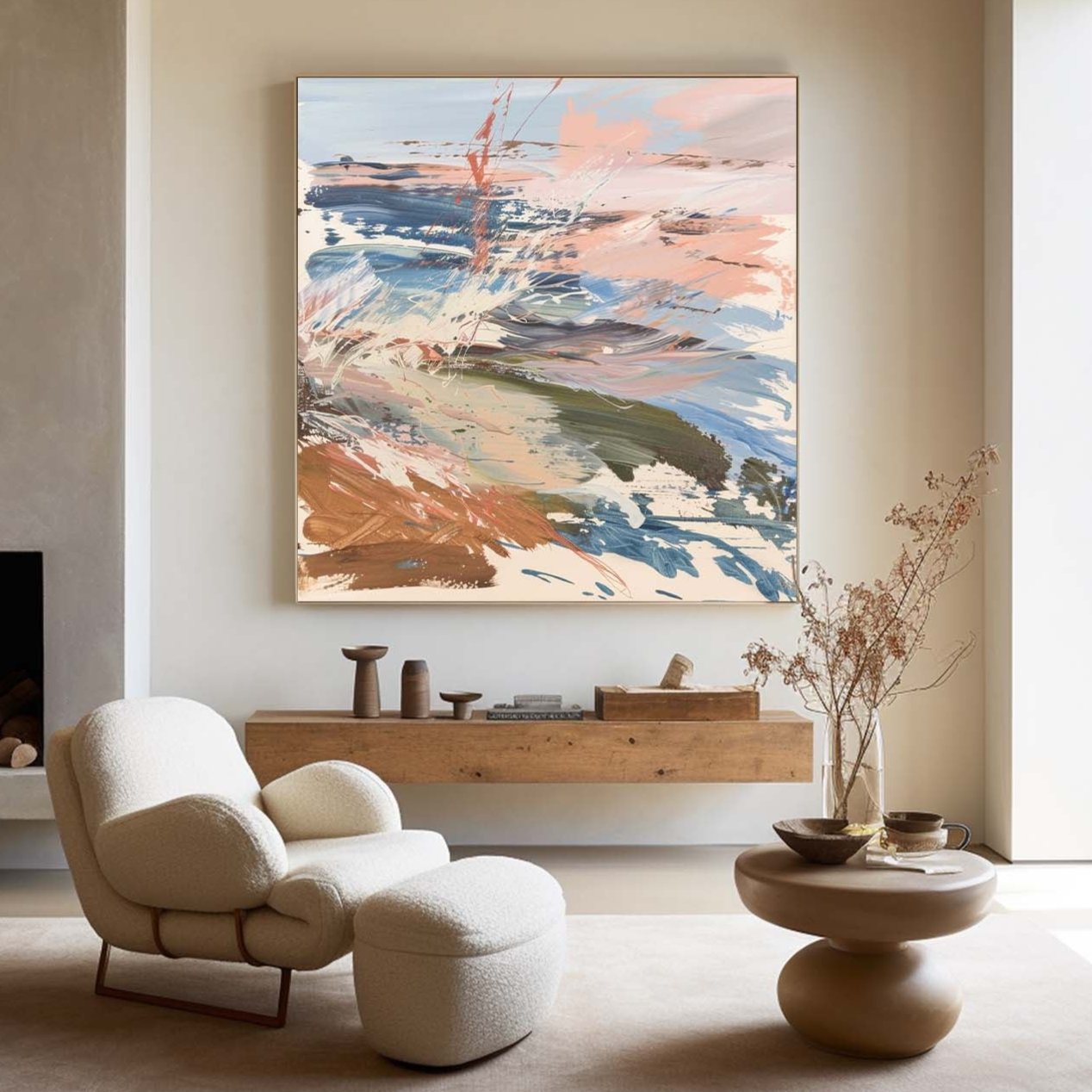 Pastel Clifftop Seascape Oil Painting