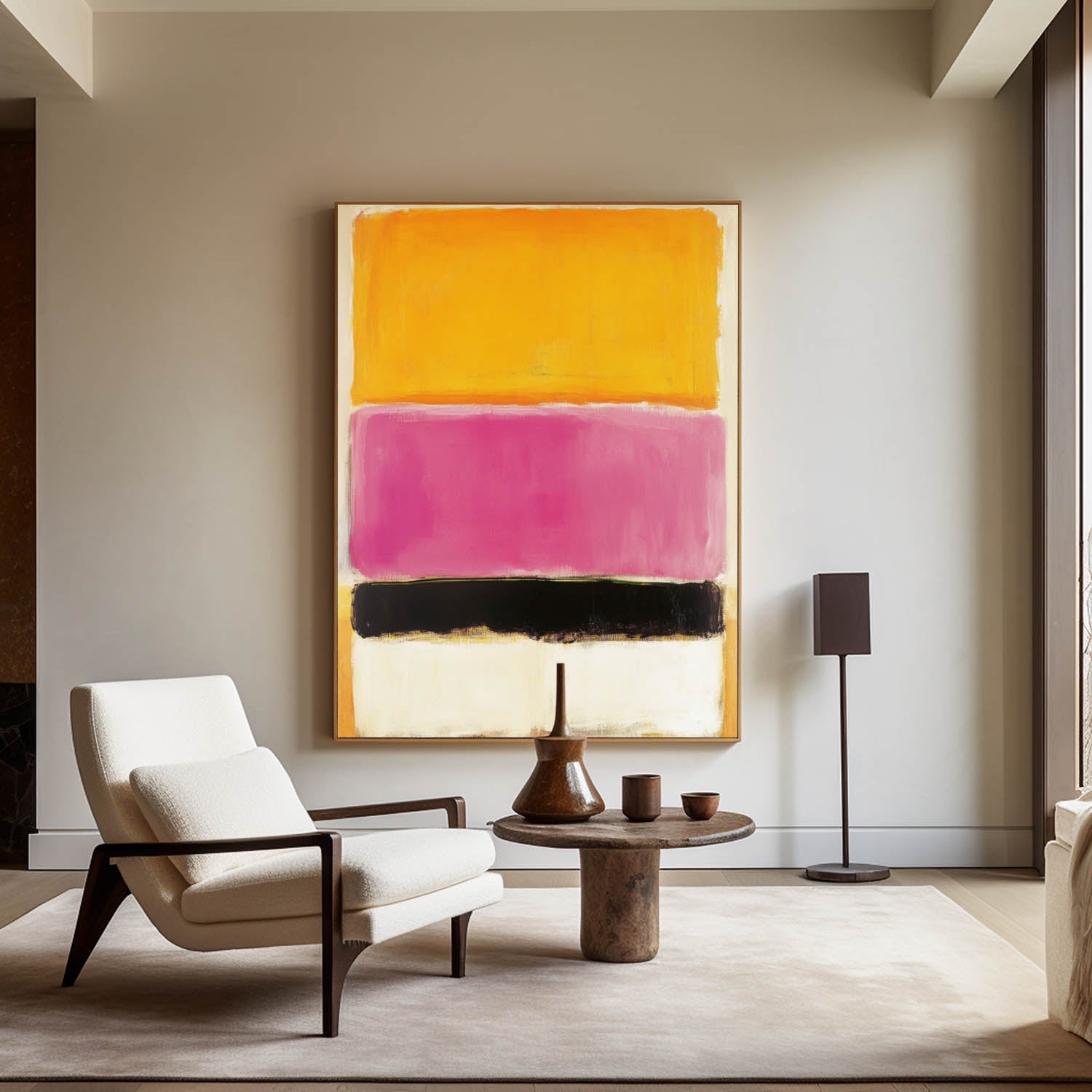 Warm Hues Block‑Stripe Abstract Canvas Art